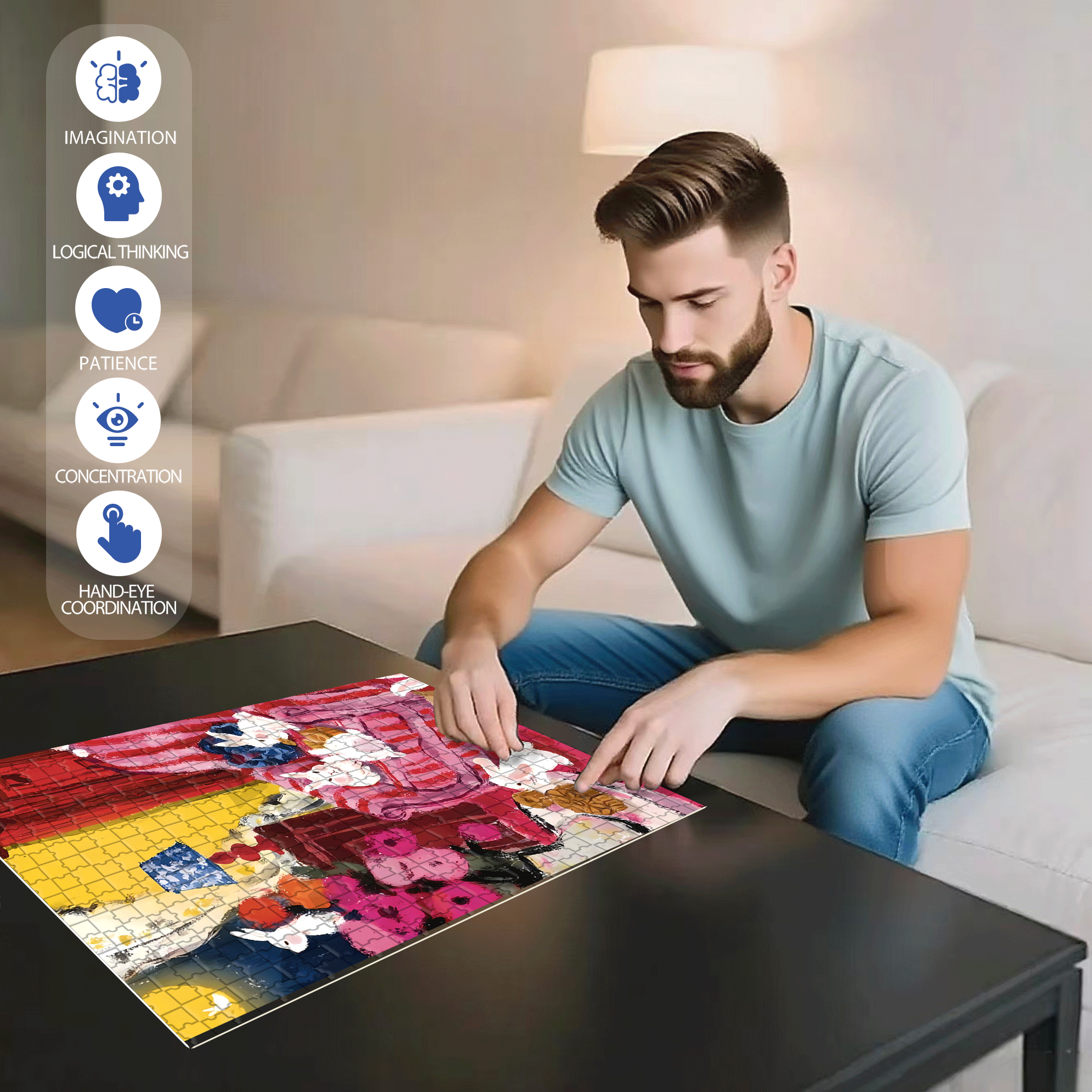 Cat That Loves To Lie On The Sofa 3 500pcs/1000pcs Jigsaw Puzzle, Scratch-Resistant, Interactive Family Game & Brain-Boosting DIY Decor, Perfect for Halloween, Christmas & New Year Gifts, Family Puzzle Game