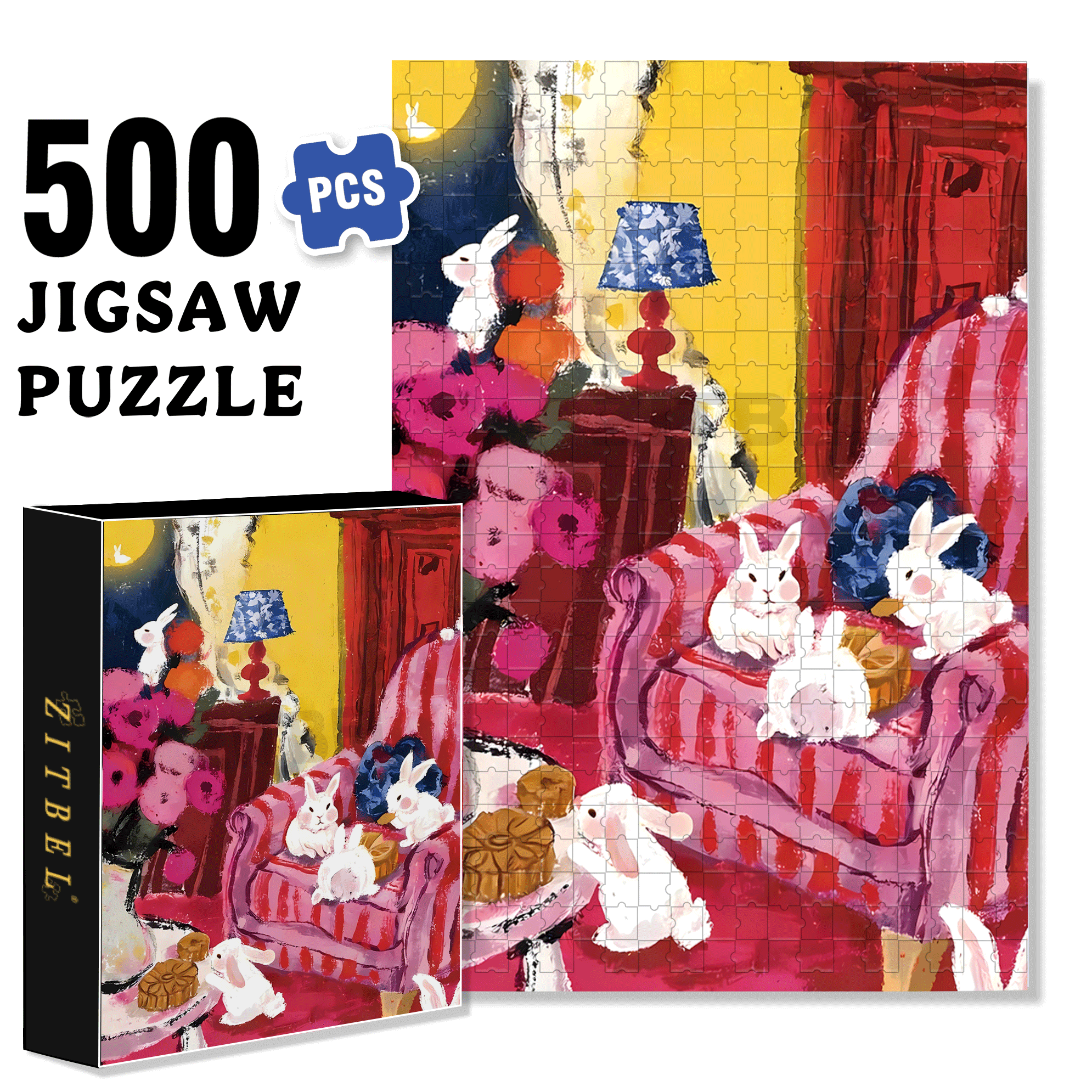 Cat That Loves To Lie On The Sofa 3 500pcs/1000pcs Jigsaw Puzzle, Scratch-Resistant, Interactive Family Game & Brain-Boosting DIY Decor, Perfect for Halloween, Christmas & New Year Gifts, Family Puzzle Game