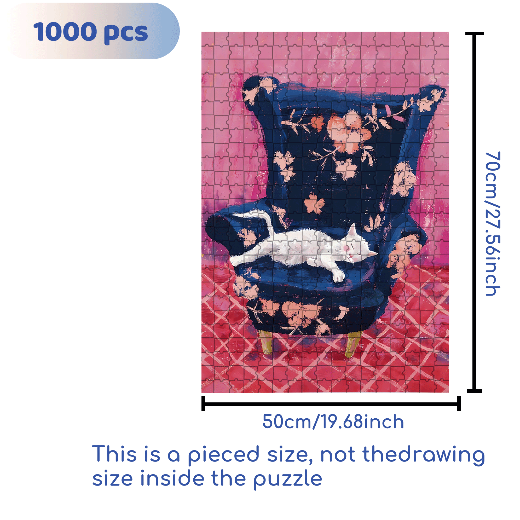 Cat That Loves To Lie On The Sofa 4 500pcs/1000pcs Jigsaw Puzzle, Scratch-Resistant, Interactive Family Game & Brain-Boosting DIY Decor, Perfect for Halloween, Christmas & New Year Gifts, Family Puzzle Game