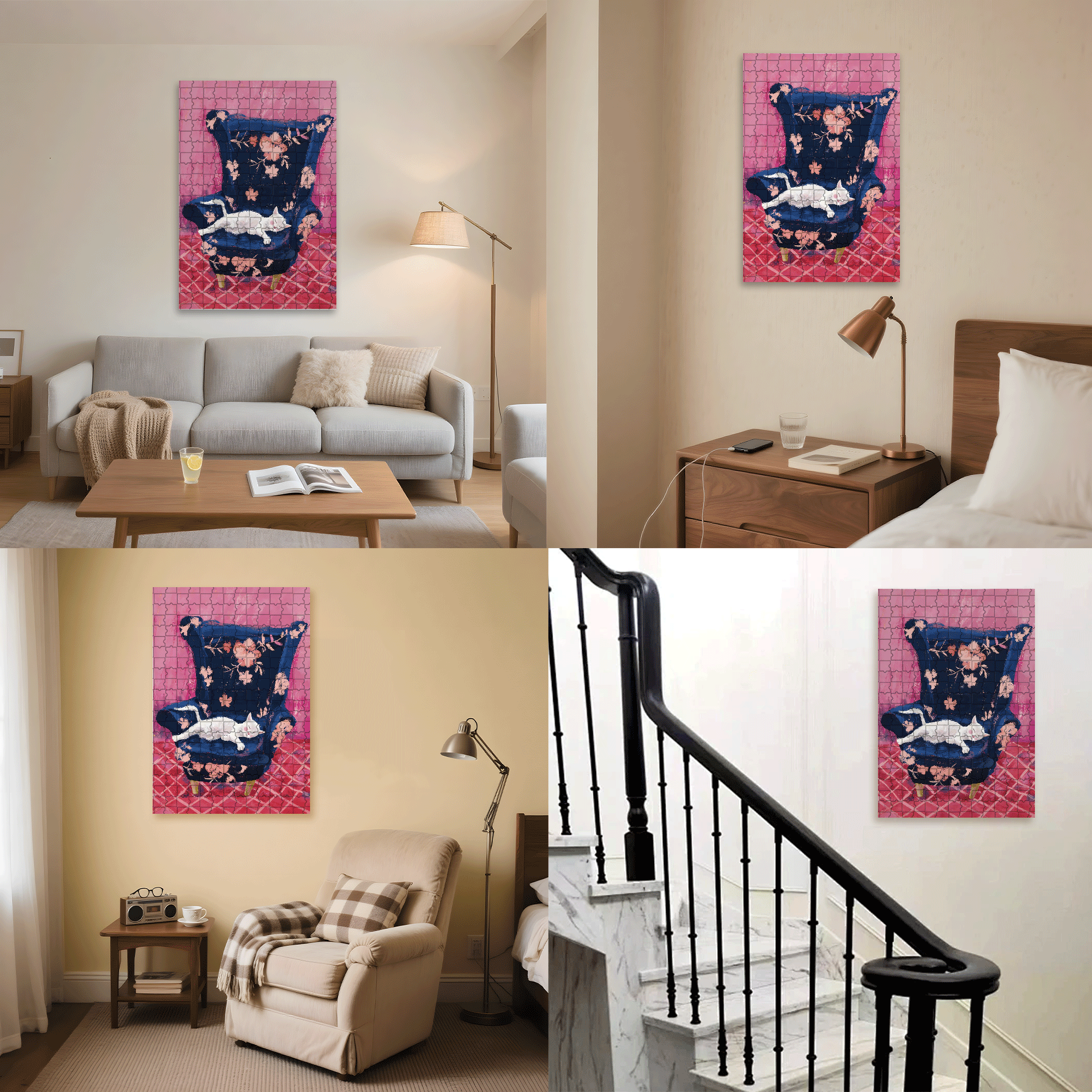 Cat That Loves To Lie On The Sofa 4 500pcs/1000pcs Jigsaw Puzzle, Scratch-Resistant, Interactive Family Game & Brain-Boosting DIY Decor, Perfect for Halloween, Christmas & New Year Gifts, Family Puzzle Game