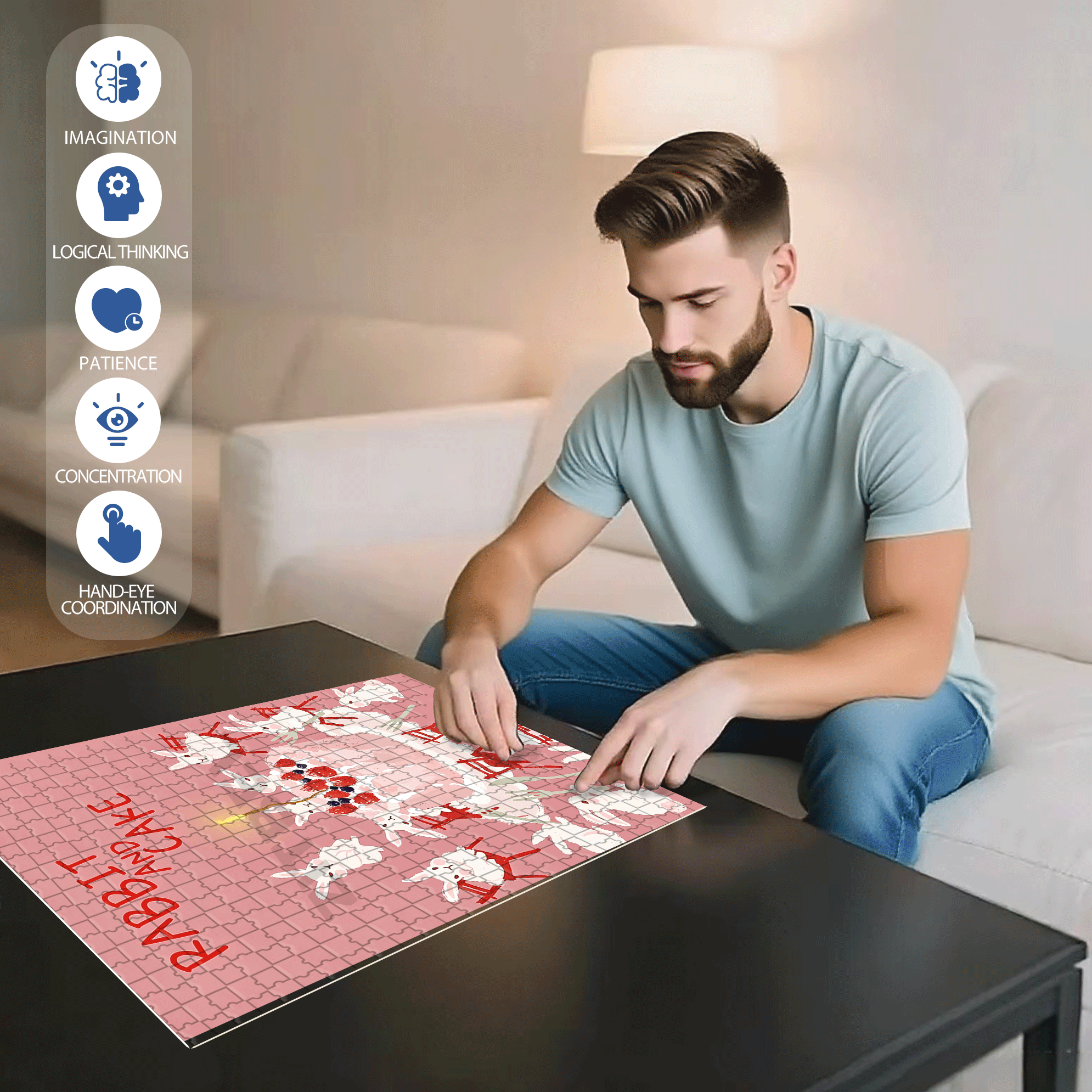 Celebrate Birthdays Together 500pcs/1000pcs Jigsaw Puzzle, Scratch-Resistant, Interactive Family Game & Brain-Boosting DIY Decor, Perfect for Halloween, Christmas & New Year Gifts, Family Puzzle Game