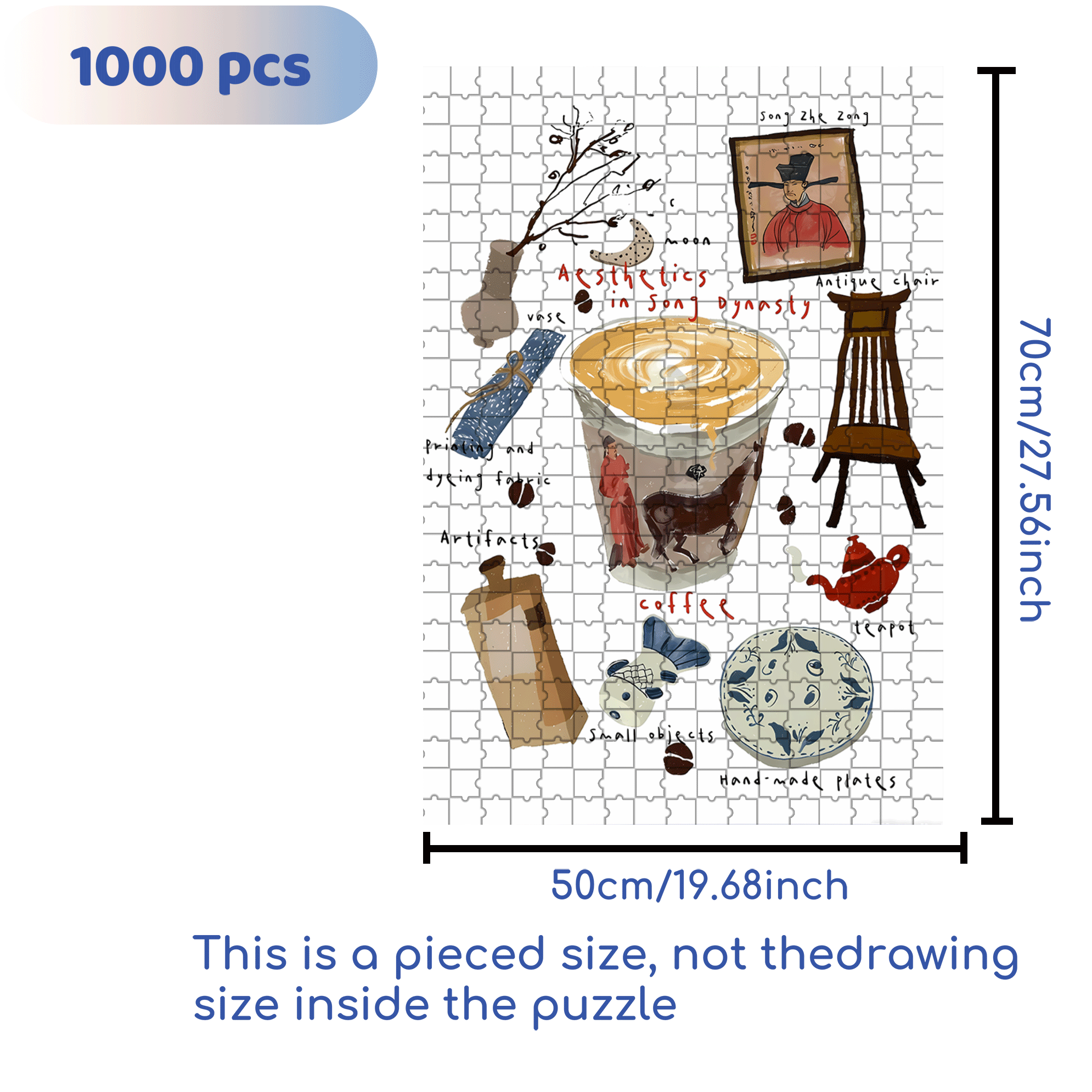 Chinese Style Caf¨¦ 500pcs/1000pcs Jigsaw Puzzle, Scratch-Resistant, Interactive Family Game & Brain-Boosting DIY Decor, Perfect for Halloween, Christmas & New Year Gifts, Family Puzzle Game