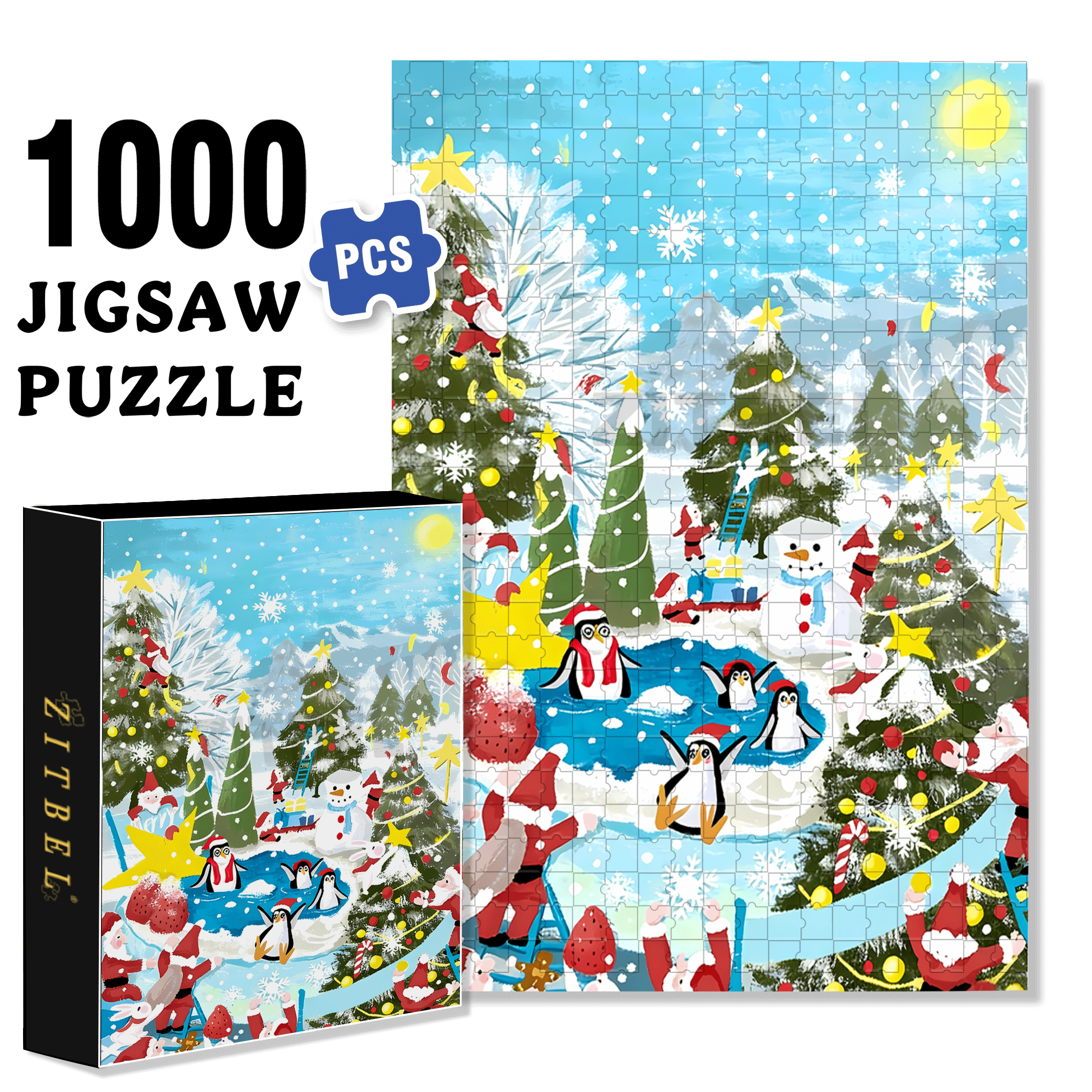 Christmas Party 500pcs/1000pcs Jigsaw Puzzle, Scratch-Resistant, Interactive Family Game & Brain-Boosting DIY Decor, Perfect for Halloween, Christmas & New Year Gifts, Family Puzzle Game