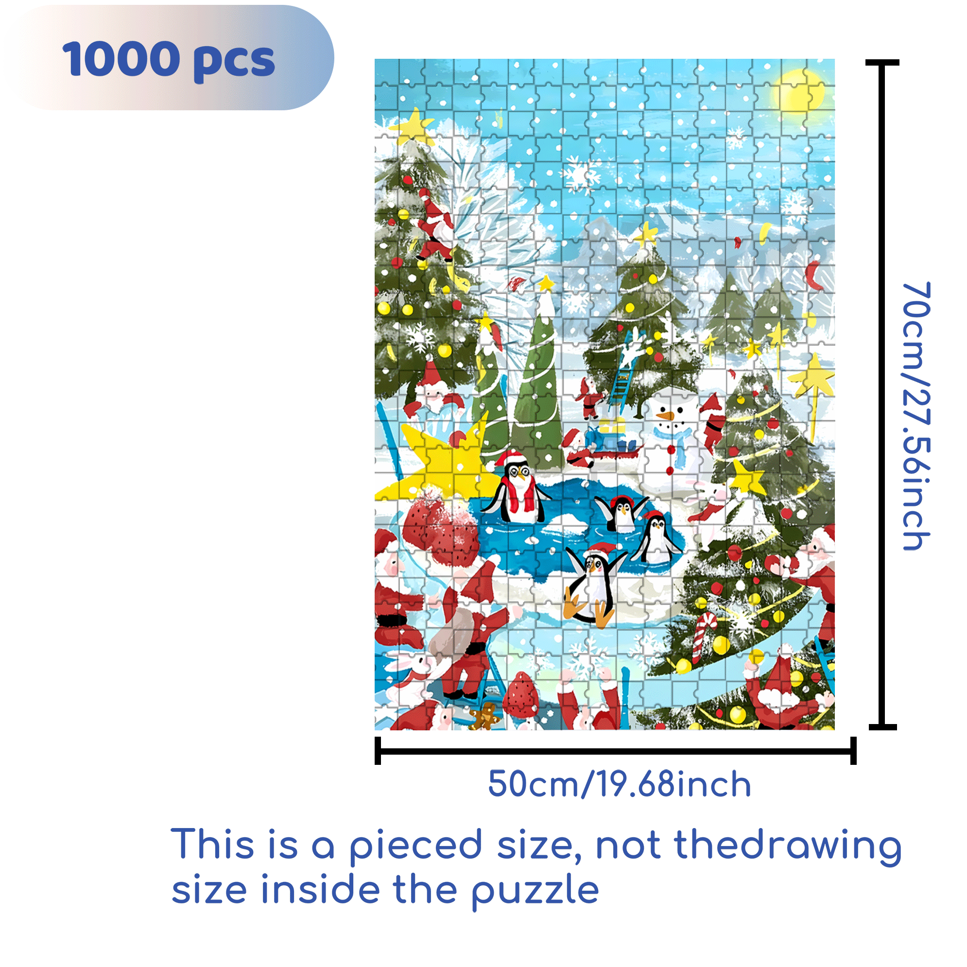 Christmas Party 500pcs/1000pcs Jigsaw Puzzle, Scratch-Resistant, Interactive Family Game & Brain-Boosting DIY Decor, Perfect for Halloween, Christmas & New Year Gifts, Family Puzzle Game