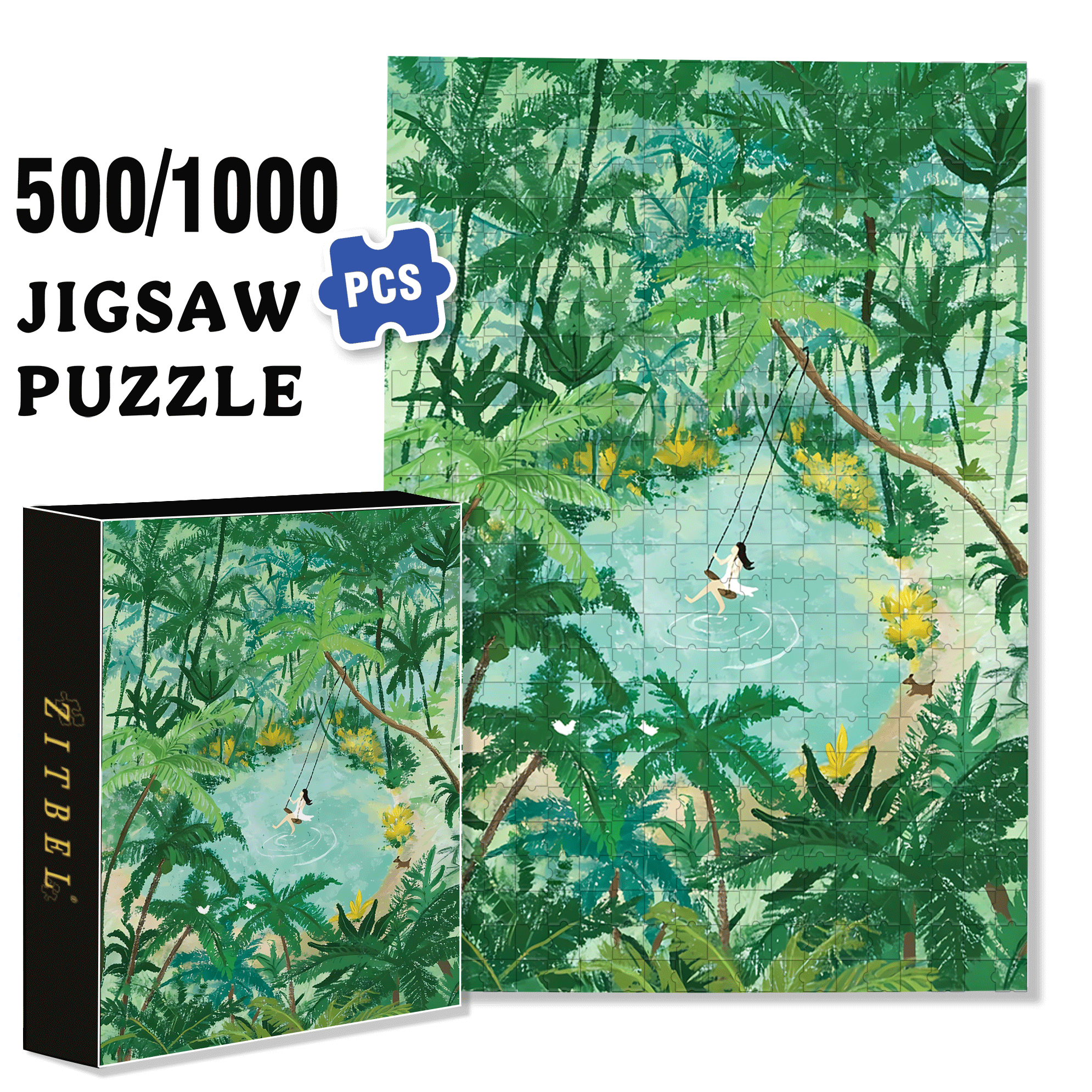 Coconut Grove 500pcs/1000pcs Jigsaw Puzzle, Scratch-Resistant, Interactive Family Game & Brain-Boosting DIY Decor, Perfect for Halloween, Christmas & New Year Gifts, Family Puzzle Game
