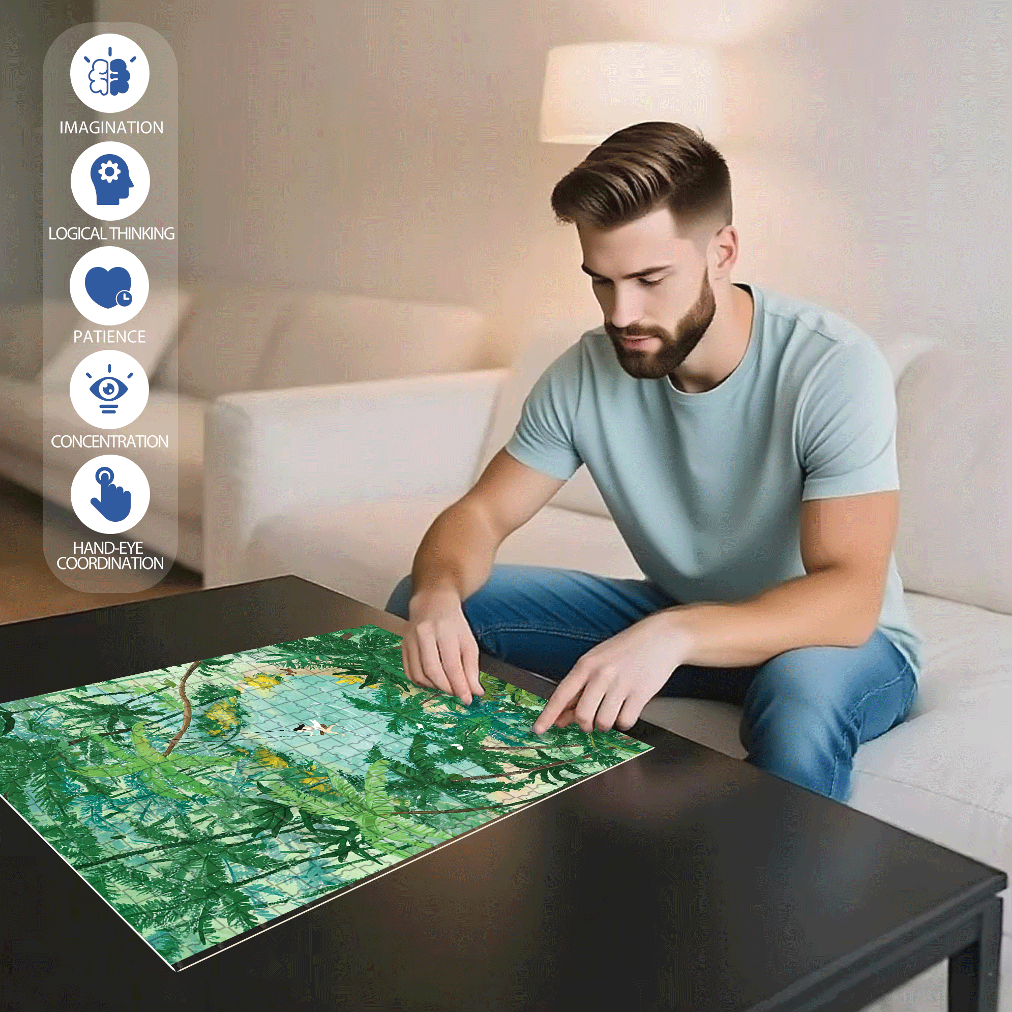 Coconut Grove 500pcs/1000pcs Jigsaw Puzzle, Scratch-Resistant, Interactive Family Game & Brain-Boosting DIY Decor, Perfect for Halloween, Christmas & New Year Gifts, Family Puzzle Game