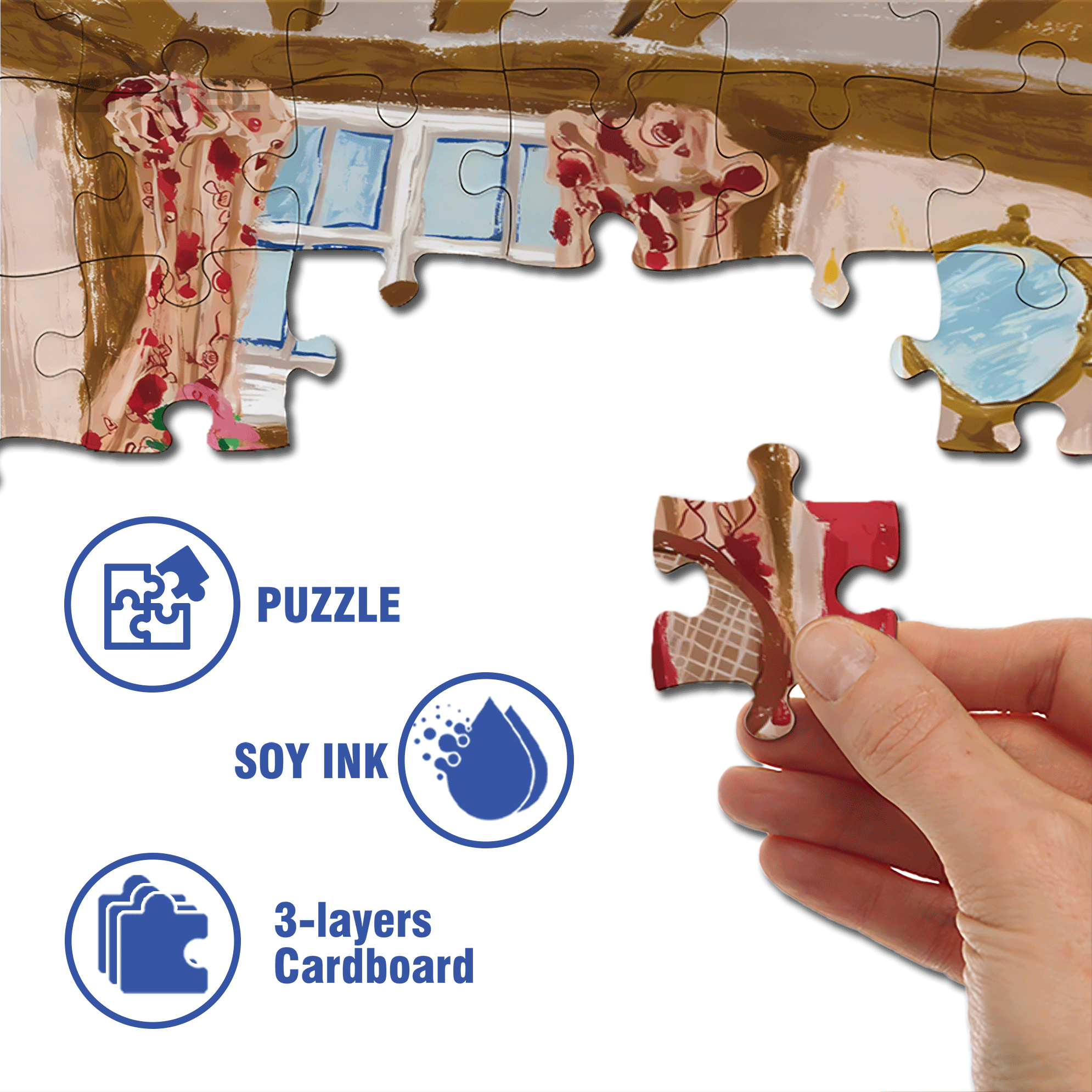 Colorful Room 500pcs/1000pcs Jigsaw Puzzle, Scratch-Resistant, Interactive Family Game & Brain-Boosting DIY Decor, Perfect for Halloween, Christmas & New Year Gifts, Family Puzzle Game