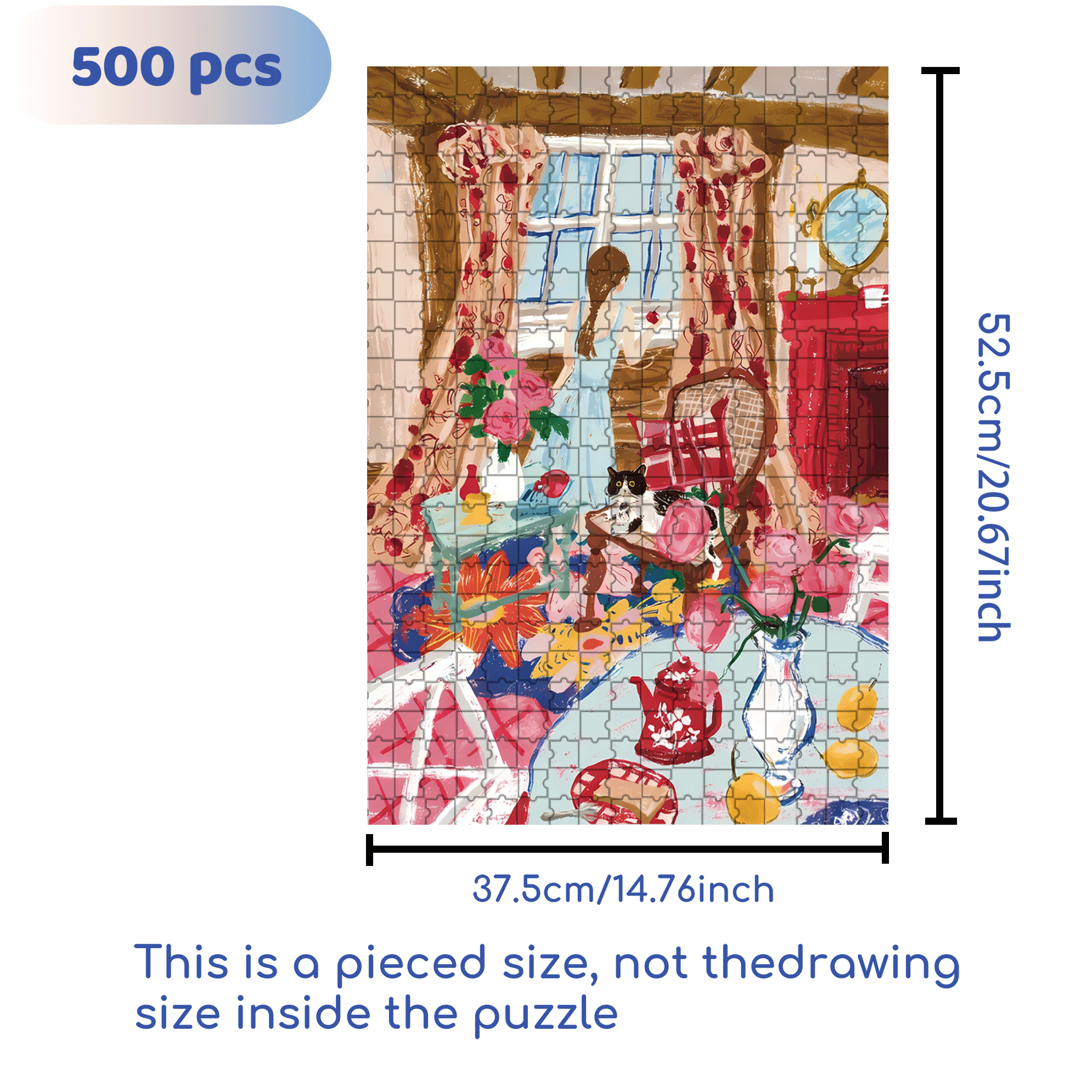 Colorful Room 500pcs/1000pcs Jigsaw Puzzle, Scratch-Resistant, Interactive Family Game & Brain-Boosting DIY Decor, Perfect for Halloween, Christmas & New Year Gifts, Family Puzzle Game