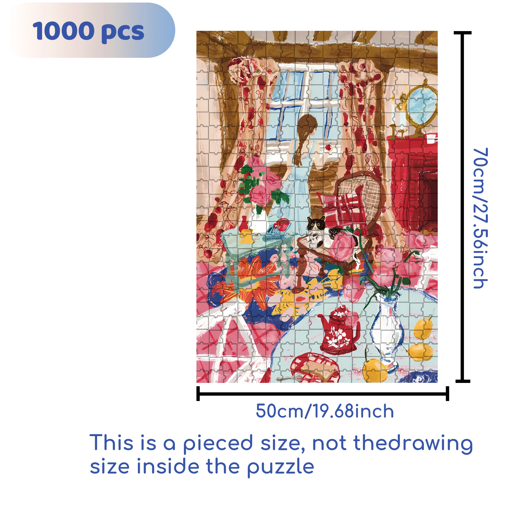 Colorful Room 500pcs/1000pcs Jigsaw Puzzle, Scratch-Resistant, Interactive Family Game & Brain-Boosting DIY Decor, Perfect for Halloween, Christmas & New Year Gifts, Family Puzzle Game
