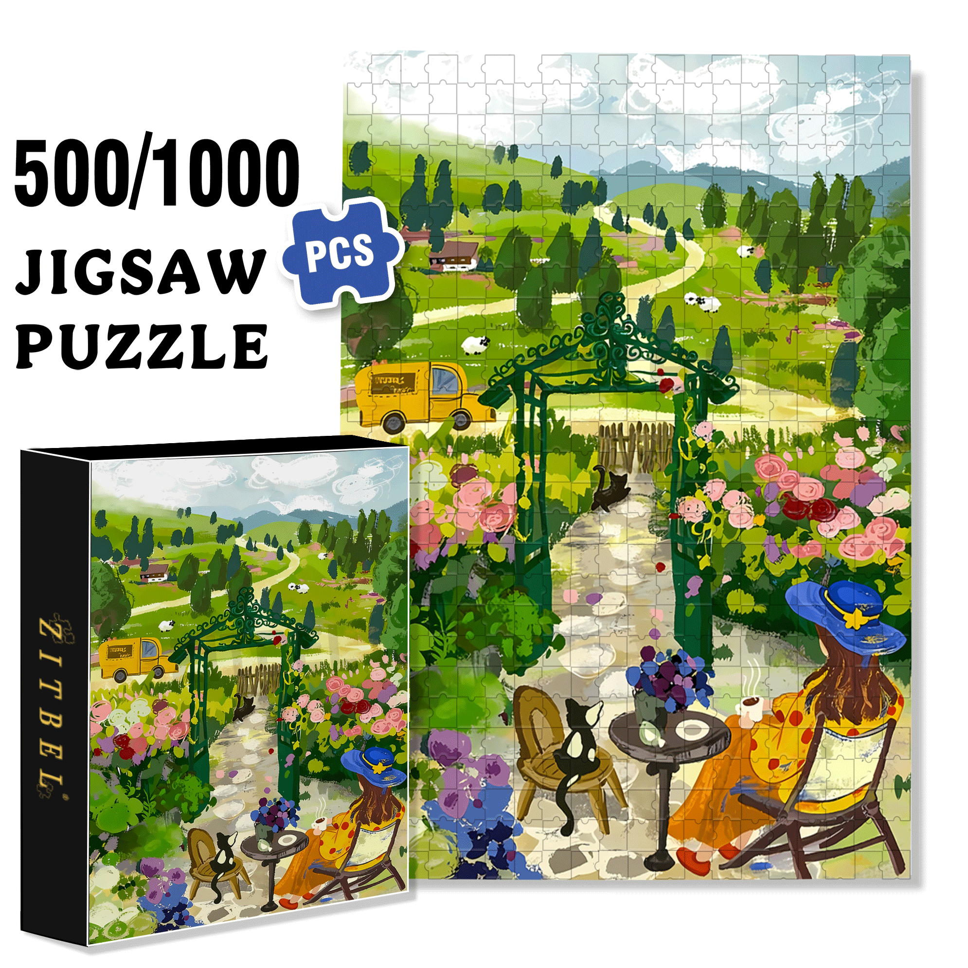 Cool Breeze 500pcs/1000pcs Jigsaw Puzzle, Scratch-Resistant, Interactive Family Game & Brain-Boosting DIY Decor, Perfect for Halloween, Christmas & New Year Gifts, Family Puzzle Game
