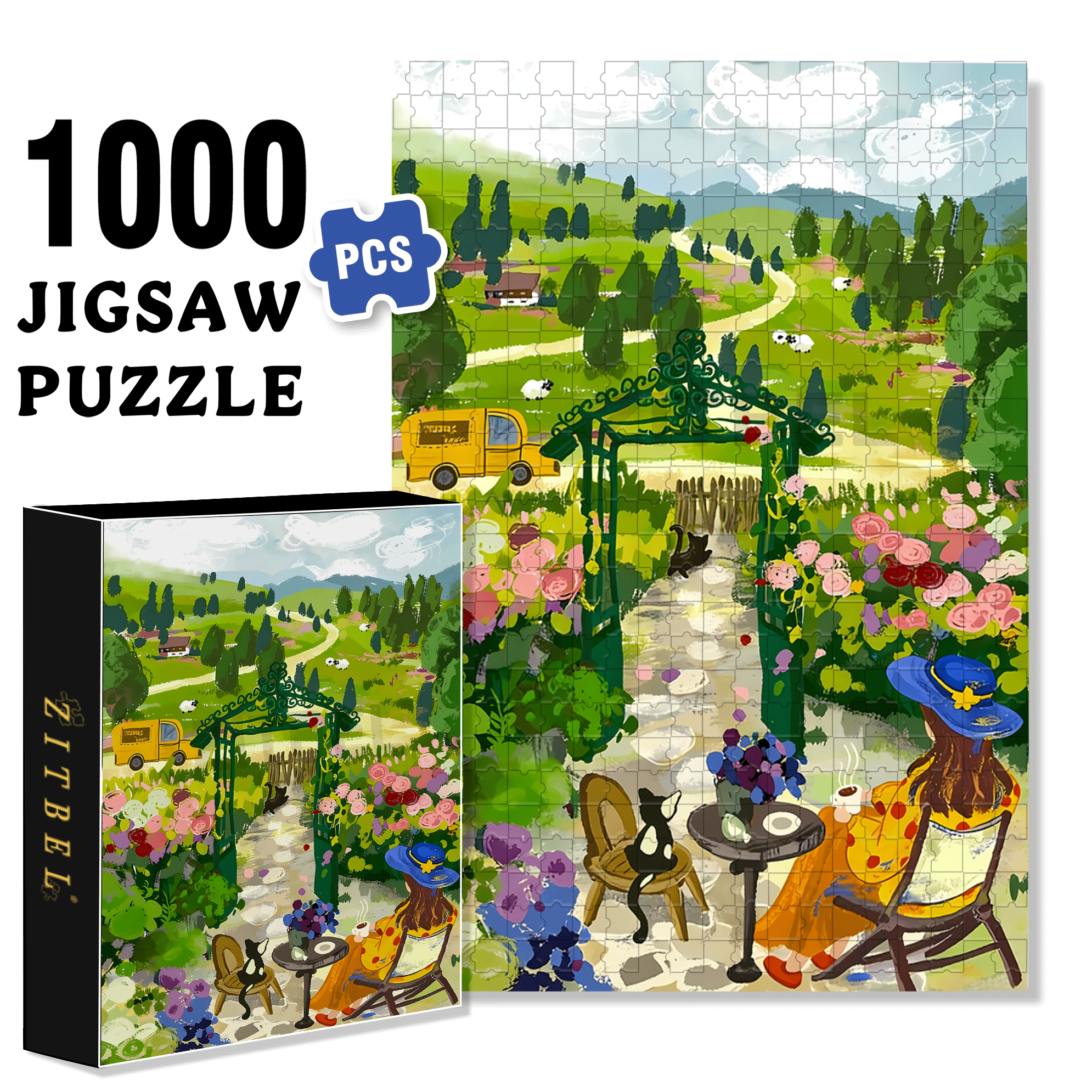 Cool Breeze 500pcs/1000pcs Jigsaw Puzzle, Scratch-Resistant, Interactive Family Game & Brain-Boosting DIY Decor, Perfect for Halloween, Christmas & New Year Gifts, Family Puzzle Game