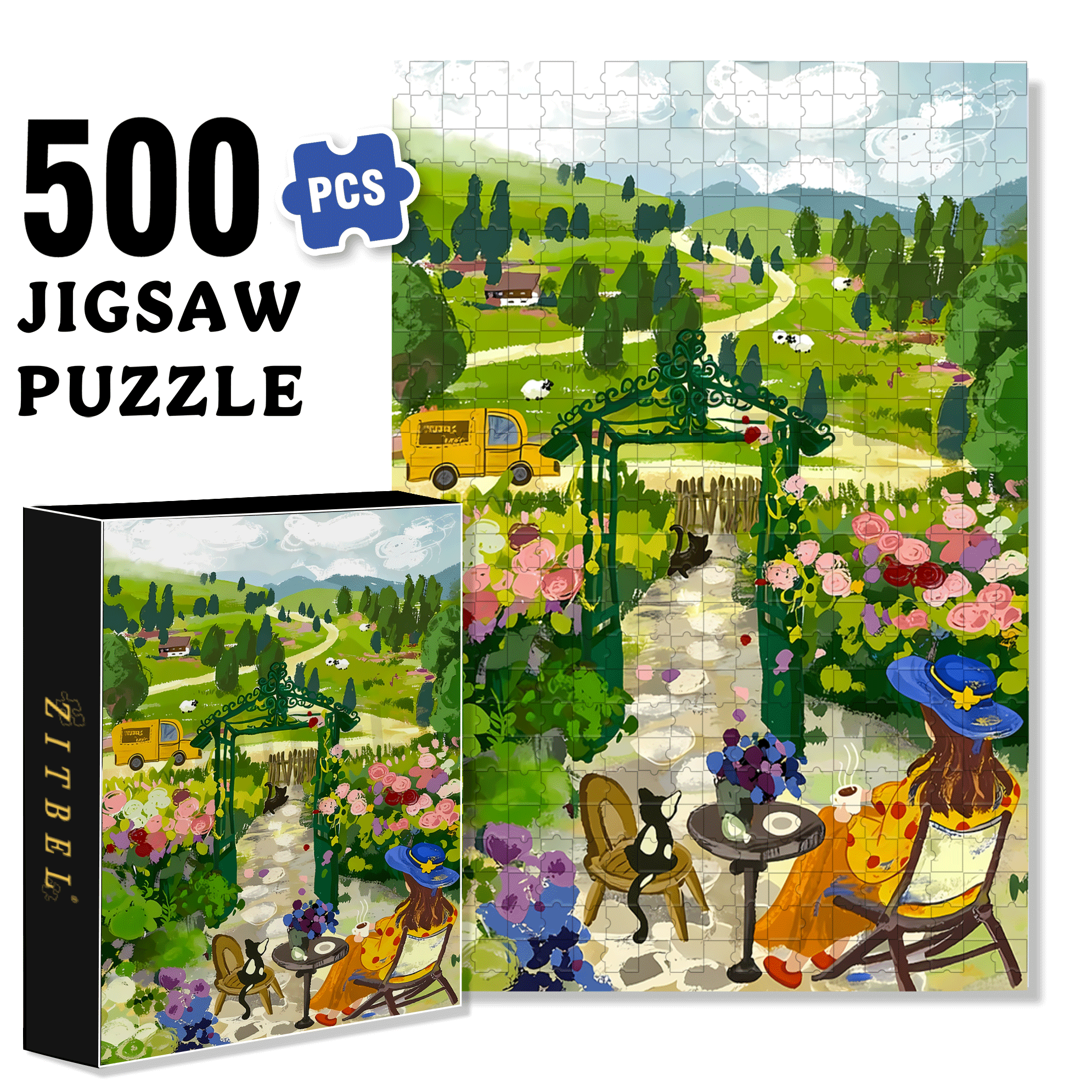Cool Breeze 500pcs/1000pcs Jigsaw Puzzle, Scratch-Resistant, Interactive Family Game & Brain-Boosting DIY Decor, Perfect for Halloween, Christmas & New Year Gifts, Family Puzzle Game
