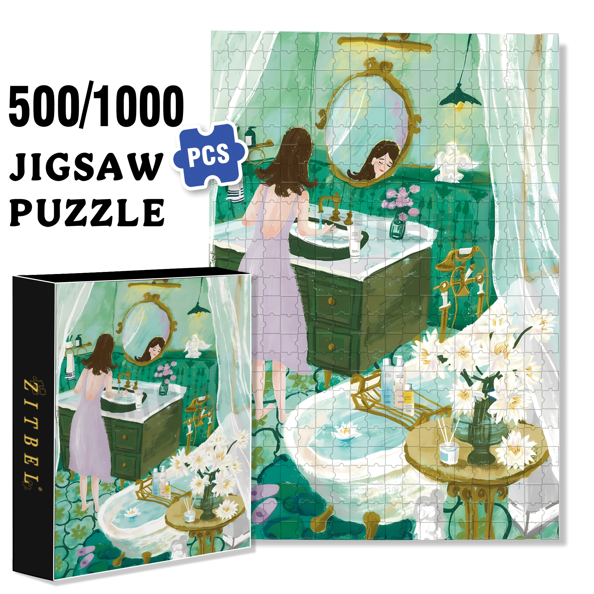 Cool Feeling 500pcs/1000pcs Jigsaw Puzzle, Scratch-Resistant, Interactive Family Game & Brain-Boosting DIY Decor, Perfect for Halloween, Christmas & New Year Gifts, Family Puzzle Game