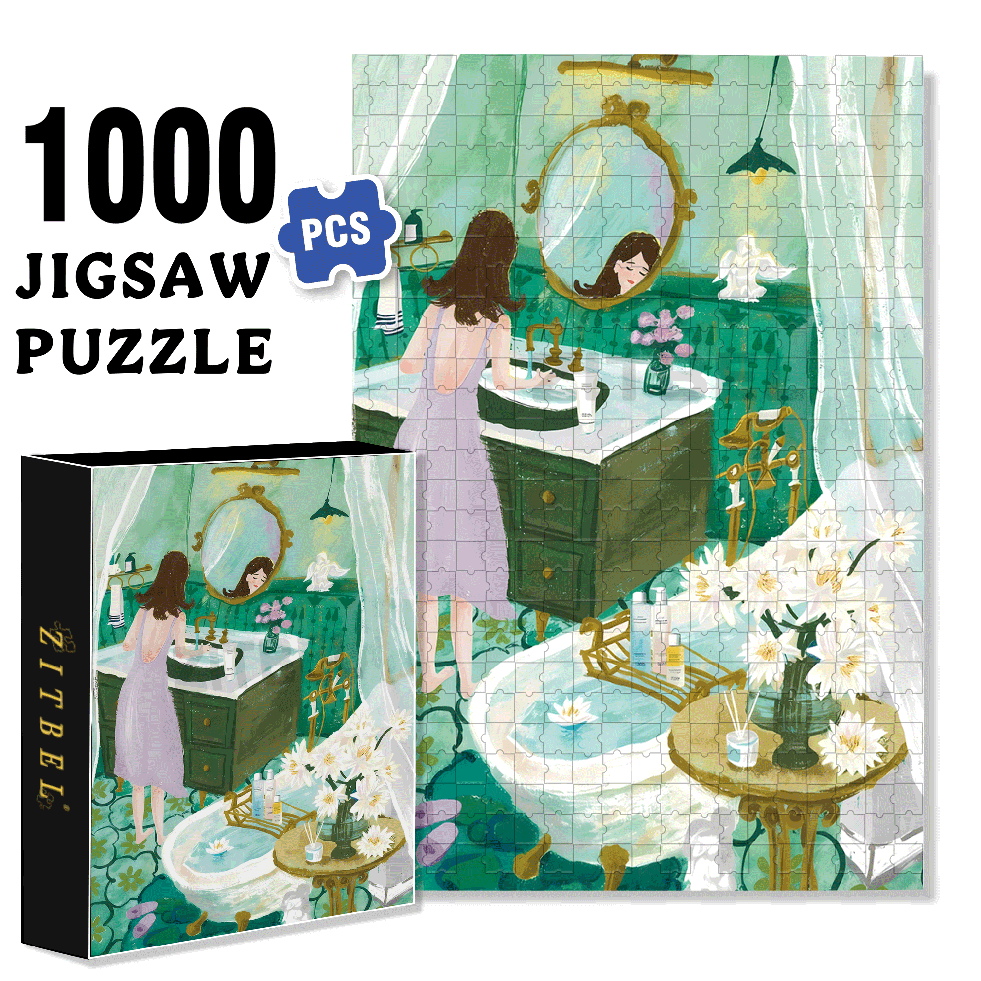 Cool Feeling 500pcs/1000pcs Jigsaw Puzzle, Scratch-Resistant, Interactive Family Game & Brain-Boosting DIY Decor, Perfect for Halloween, Christmas & New Year Gifts, Family Puzzle Game