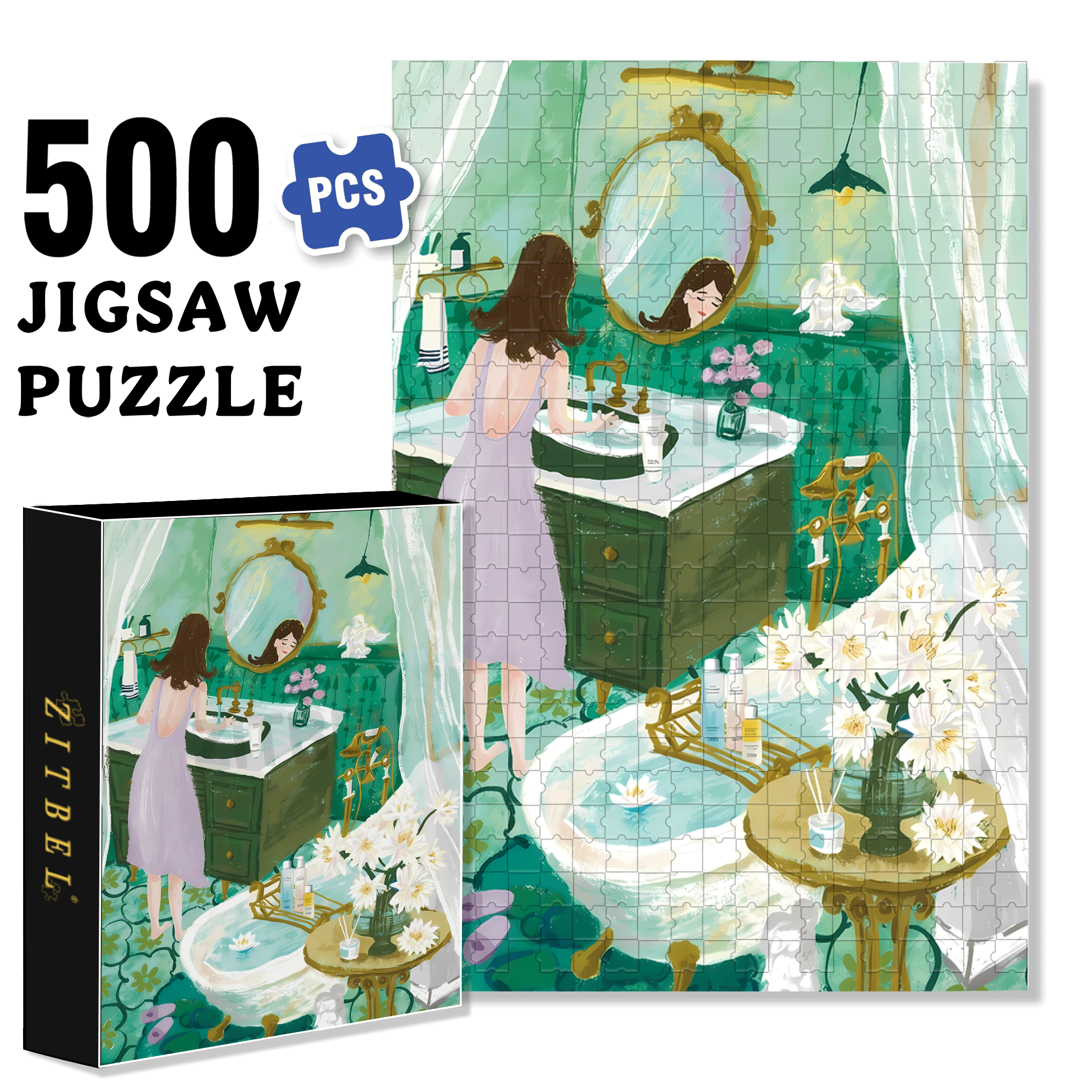 Cool Feeling 500pcs/1000pcs Jigsaw Puzzle, Scratch-Resistant, Interactive Family Game & Brain-Boosting DIY Decor, Perfect for Halloween, Christmas & New Year Gifts, Family Puzzle Game