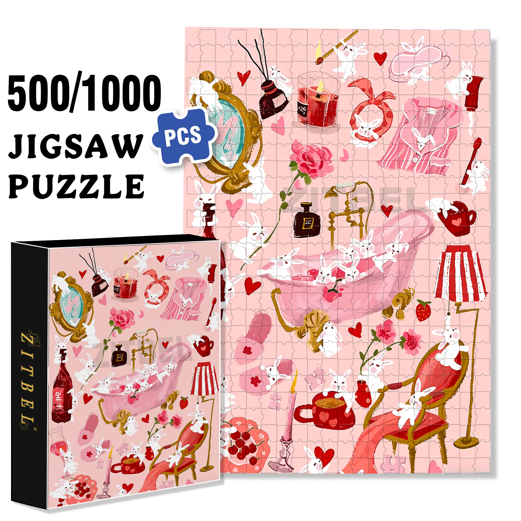 Cotton Candy Bubbles 500pcs/1000pcs Jigsaw Puzzle, Scratch-Resistant, Interactive Family Game & Brain-Boosting DIY Decor, Perfect for Halloween, Christmas & New Year Gifts, Family Puzzle Game