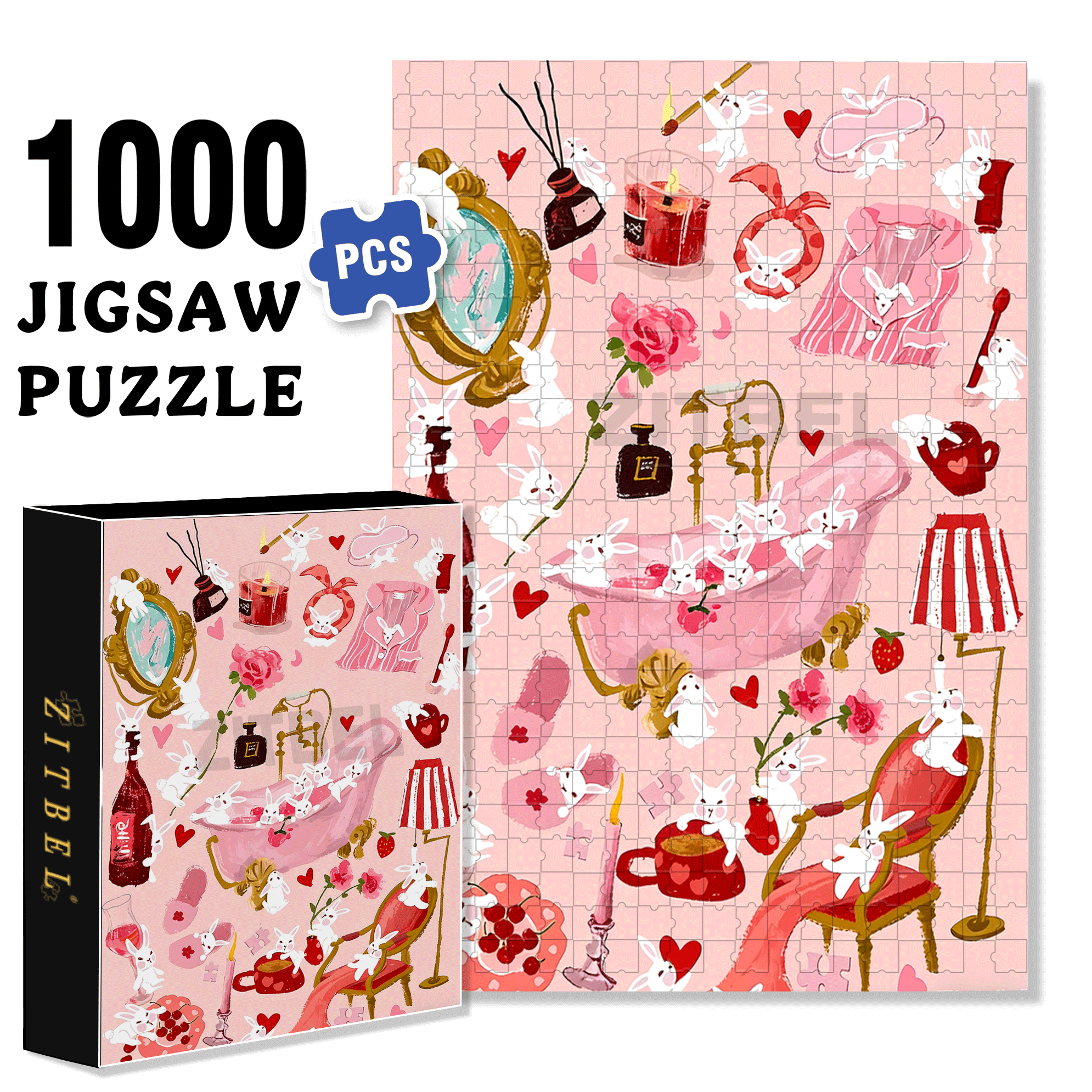 Cotton Candy Bubbles 500pcs/1000pcs Jigsaw Puzzle, Scratch-Resistant, Interactive Family Game & Brain-Boosting DIY Decor, Perfect for Halloween, Christmas & New Year Gifts, Family Puzzle Game