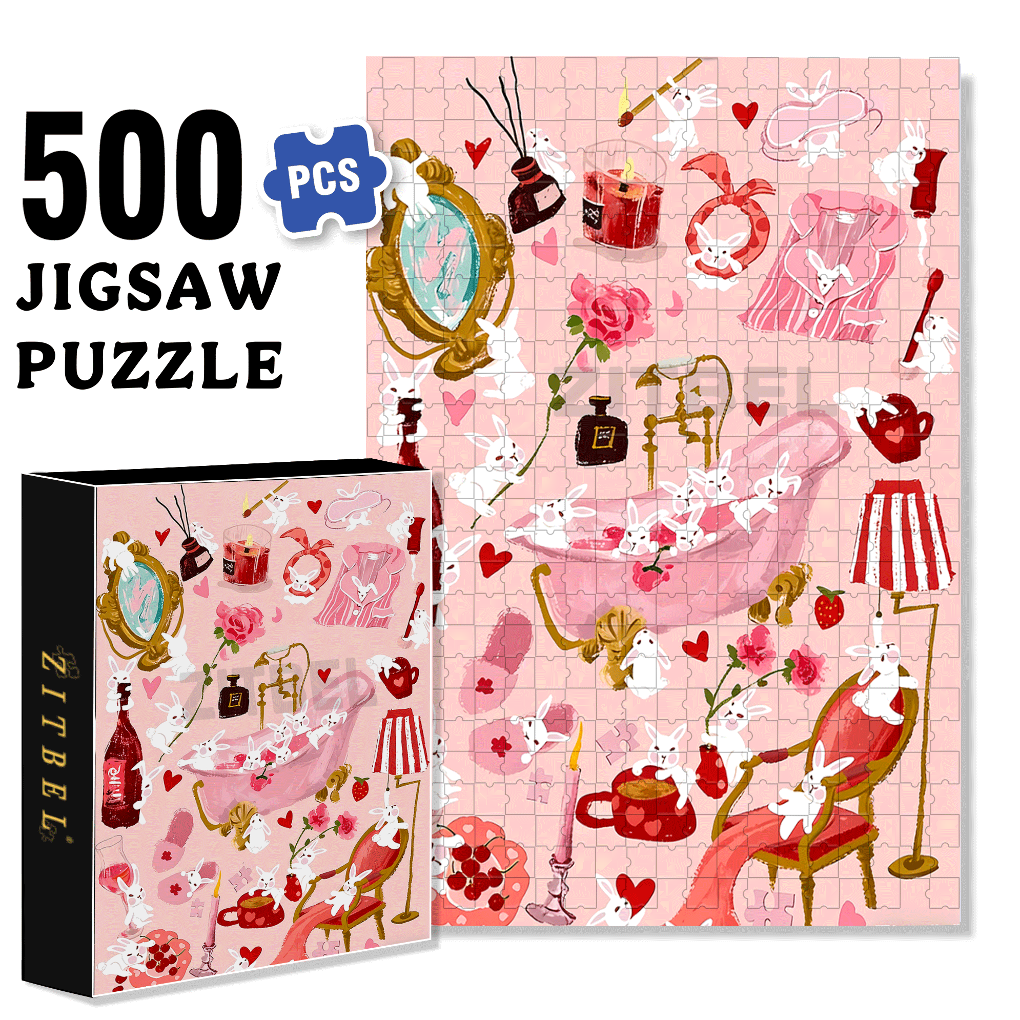 Cotton Candy Bubbles 500pcs/1000pcs Jigsaw Puzzle, Scratch-Resistant, Interactive Family Game & Brain-Boosting DIY Decor, Perfect for Halloween, Christmas & New Year Gifts, Family Puzzle Game
