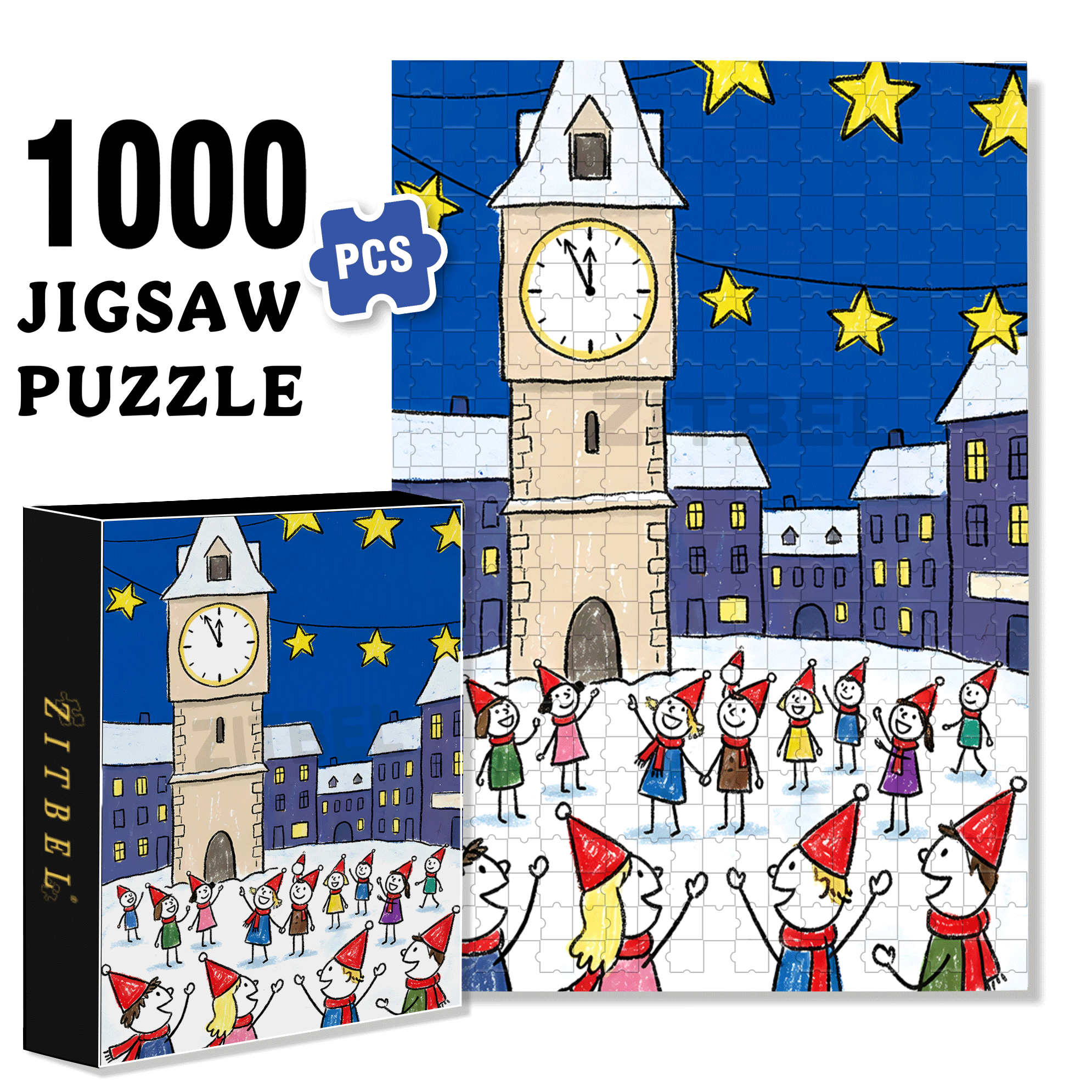 Countdown 500pcs/1000pcs Jigsaw Puzzle, Scratch-Resistant, Interactive Family Game & Brain-Boosting DIY Decor, Perfect for Halloween, Christmas & New Year Gifts, Family Puzzle Game
