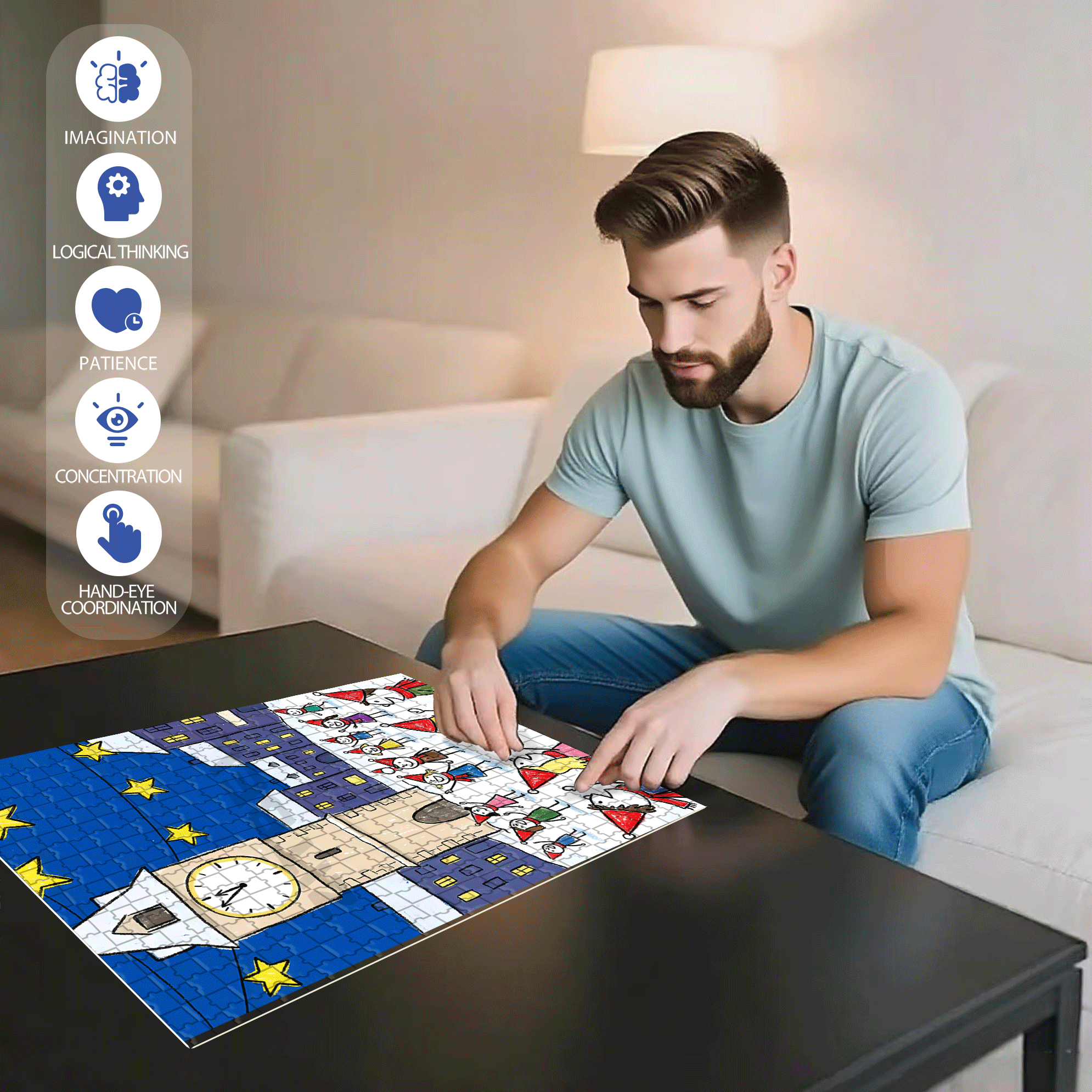 Countdown 500pcs/1000pcs Jigsaw Puzzle, Scratch-Resistant, Interactive Family Game & Brain-Boosting DIY Decor, Perfect for Halloween, Christmas & New Year Gifts, Family Puzzle Game