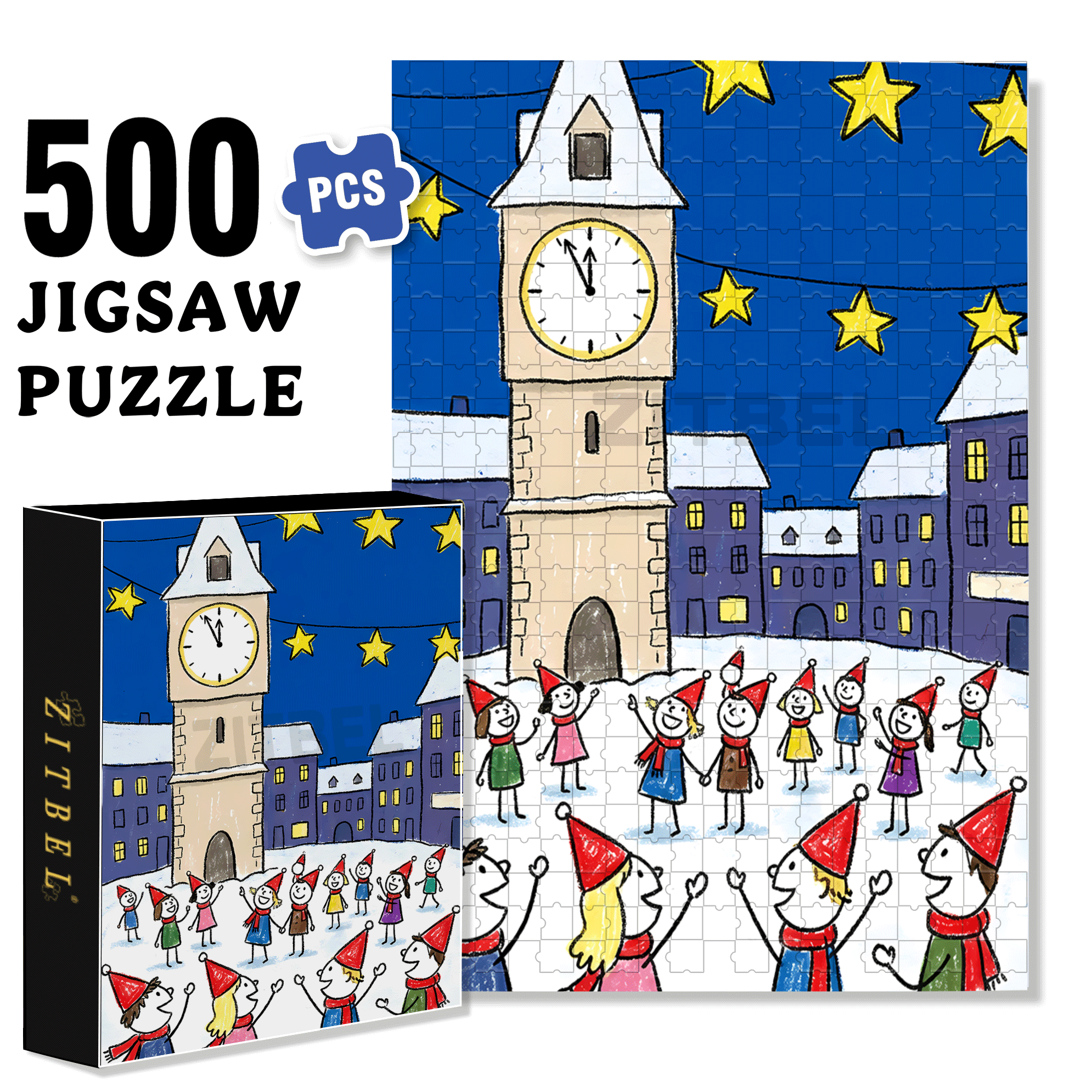 Countdown 500pcs/1000pcs Jigsaw Puzzle, Scratch-Resistant, Interactive Family Game & Brain-Boosting DIY Decor, Perfect for Halloween, Christmas & New Year Gifts, Family Puzzle Game