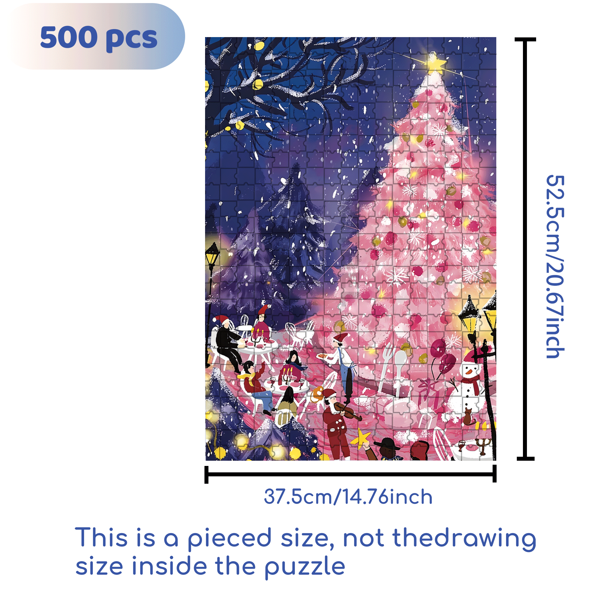 Dinner Under The Christmas Tree 500pcs/1000pcs Jigsaw Puzzle, Scratch-Resistant, Interactive Family Game & Brain-Boosting DIY Decor, Perfect for Halloween, Christmas & New Year Gifts, Family Puzzle Game