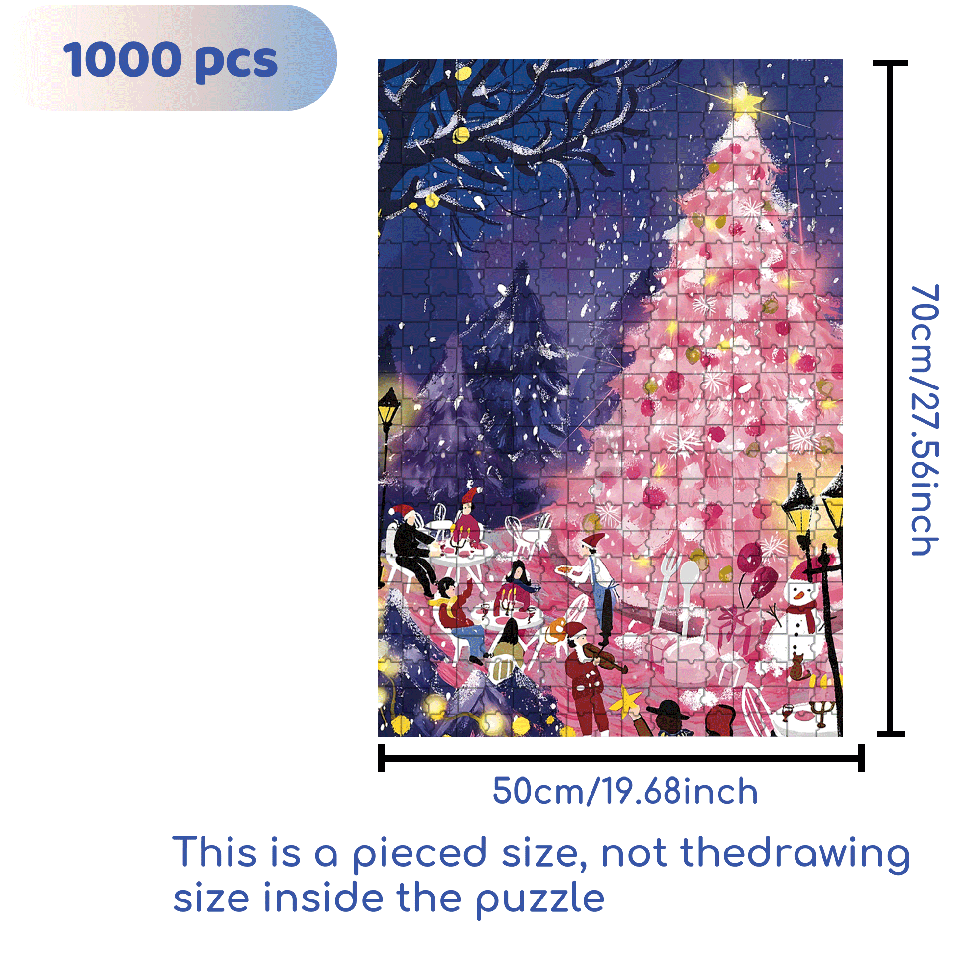 Dinner Under The Christmas Tree 500pcs/1000pcs Jigsaw Puzzle, Scratch-Resistant, Interactive Family Game & Brain-Boosting DIY Decor, Perfect for Halloween, Christmas & New Year Gifts, Family Puzzle Game