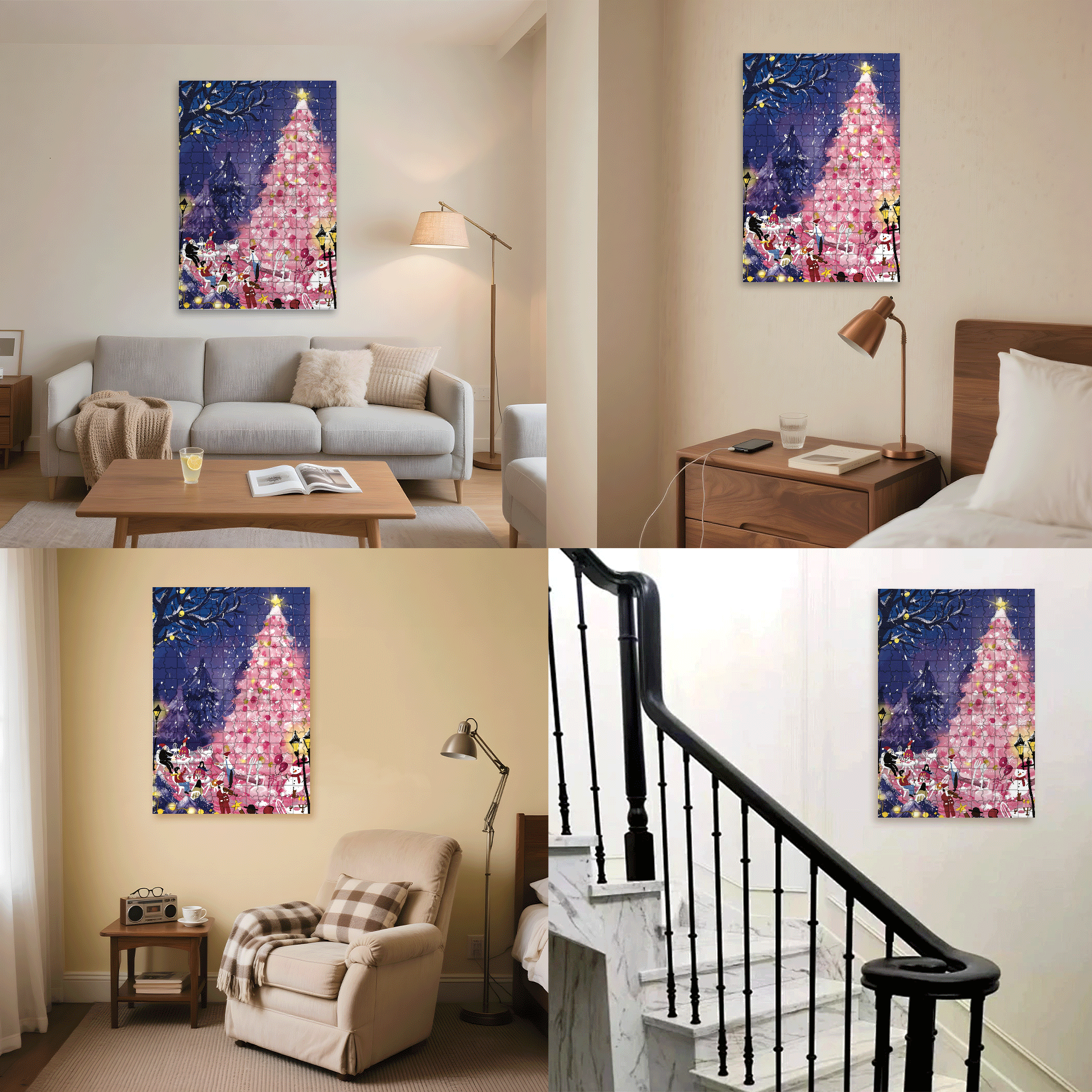 Dinner Under The Christmas Tree 500pcs/1000pcs Jigsaw Puzzle, Scratch-Resistant, Interactive Family Game & Brain-Boosting DIY Decor, Perfect for Halloween, Christmas & New Year Gifts, Family Puzzle Game