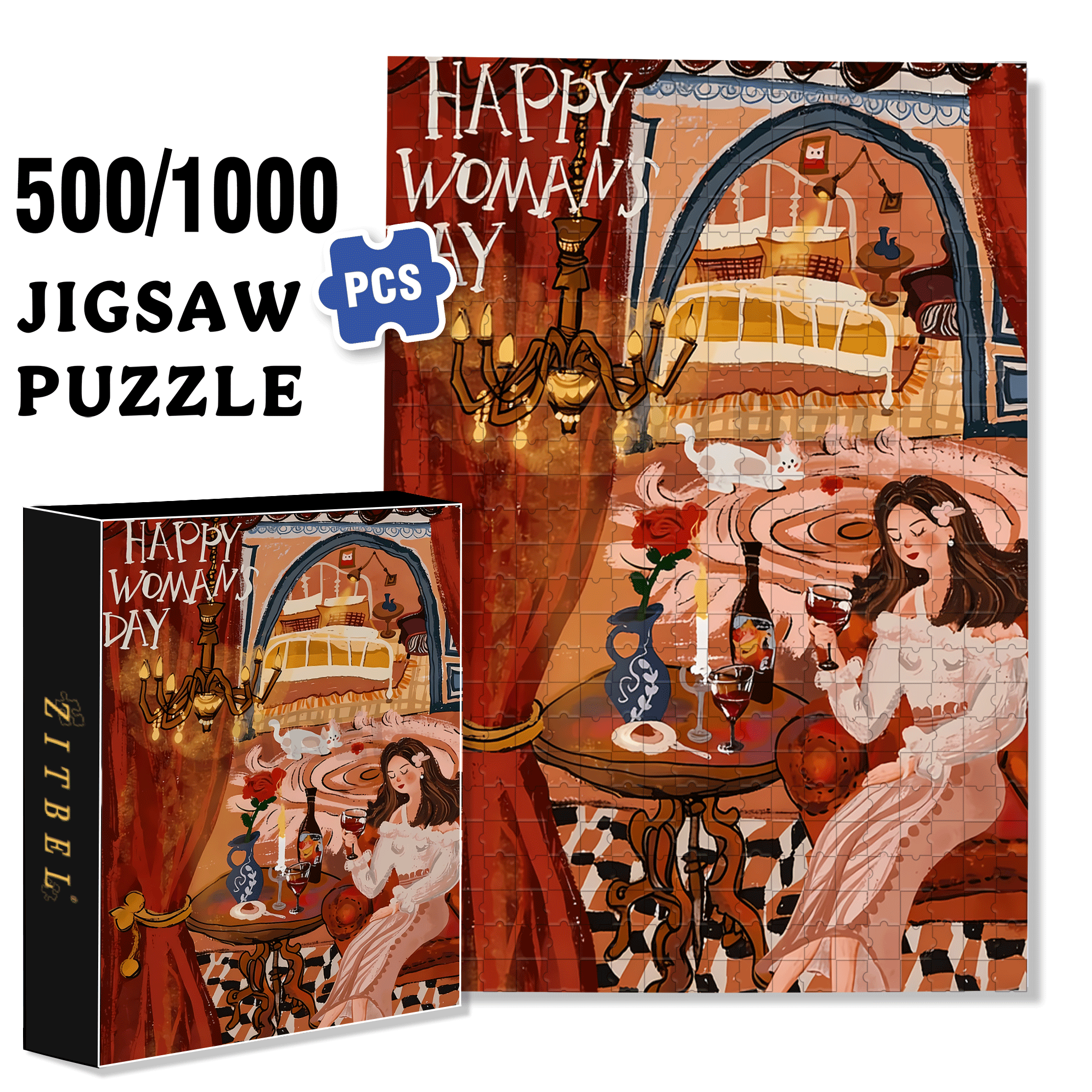 Female Power 500pcs/1000pcs Jigsaw Puzzle, Scratch-Resistant, Interactive Family Game & Brain-Boosting DIY Decor, Perfect for Halloween, Christmas & New Year Gifts, Family Puzzle Game