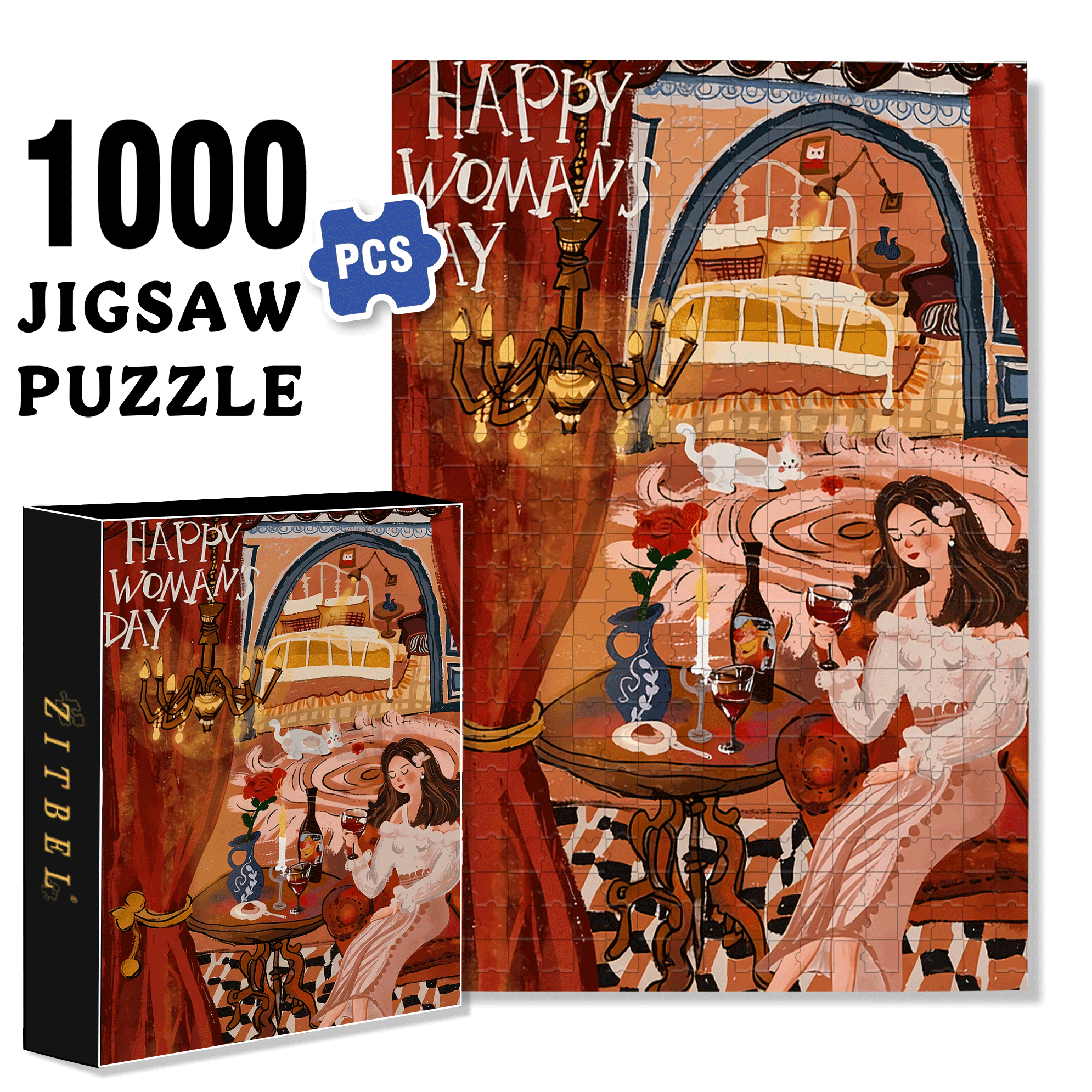 Female Power 500pcs/1000pcs Jigsaw Puzzle, Scratch-Resistant, Interactive Family Game & Brain-Boosting DIY Decor, Perfect for Halloween, Christmas & New Year Gifts, Family Puzzle Game