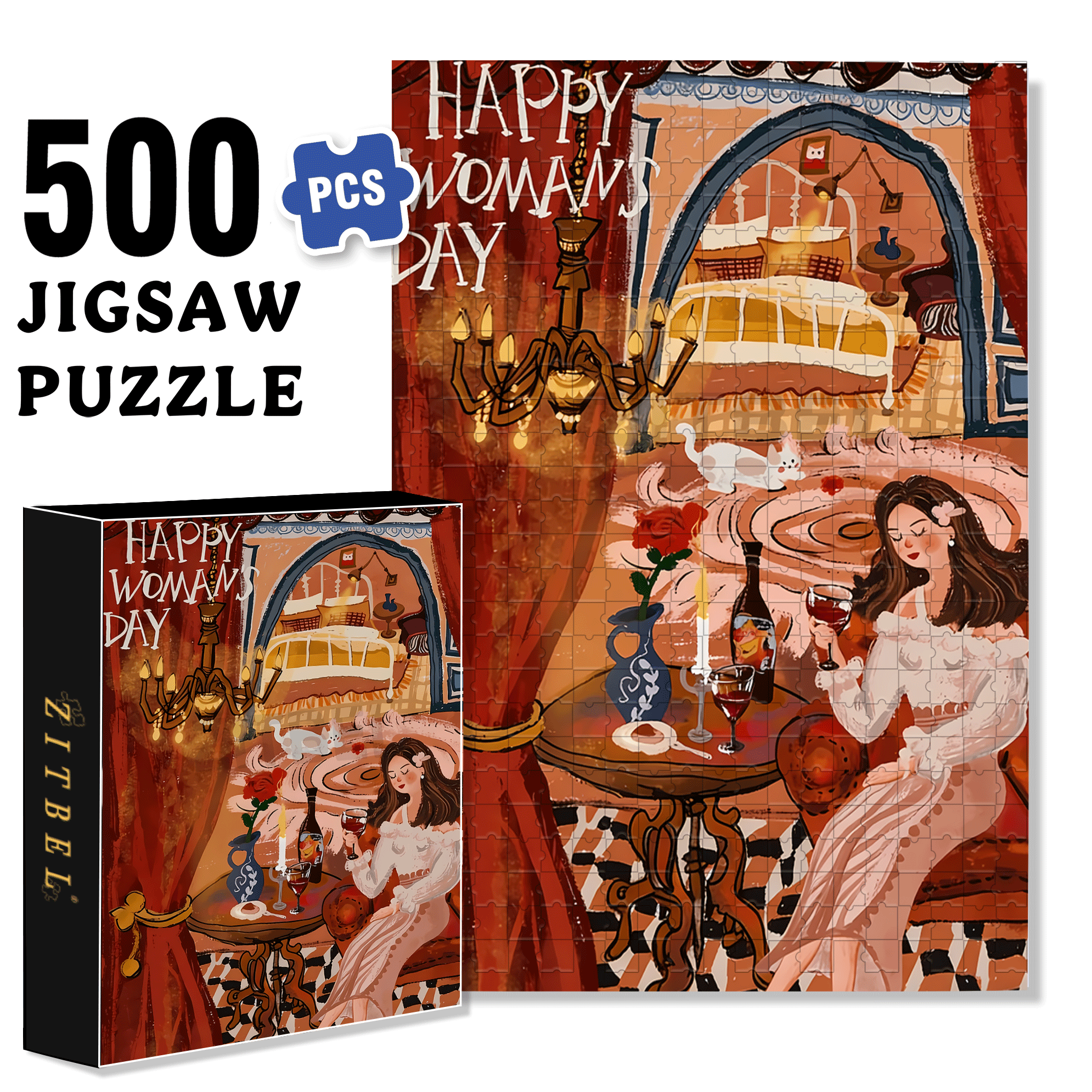 Female Power 500pcs/1000pcs Jigsaw Puzzle, Scratch-Resistant, Interactive Family Game & Brain-Boosting DIY Decor, Perfect for Halloween, Christmas & New Year Gifts, Family Puzzle Game
