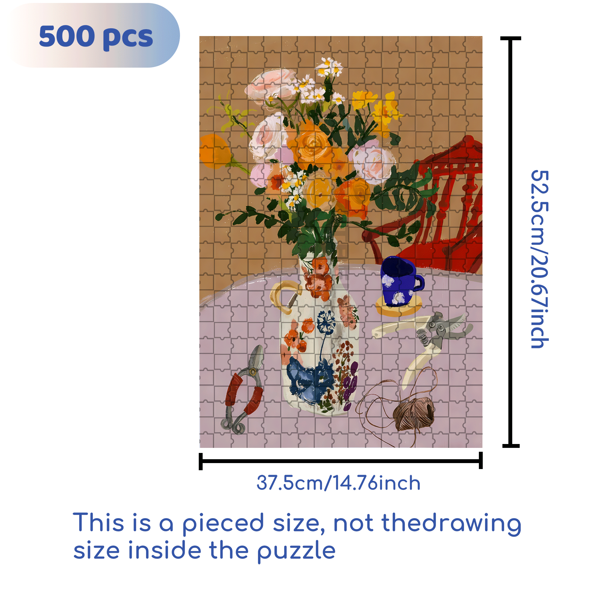 Flower Arrangement Small Object 500pcs/1000pcs Jigsaw Puzzle, Scratch-Resistant, Interactive Family Game & Brain-Boosting DIY Decor, Perfect for Halloween, Christmas & New Year Gifts, Family Puzzle Game