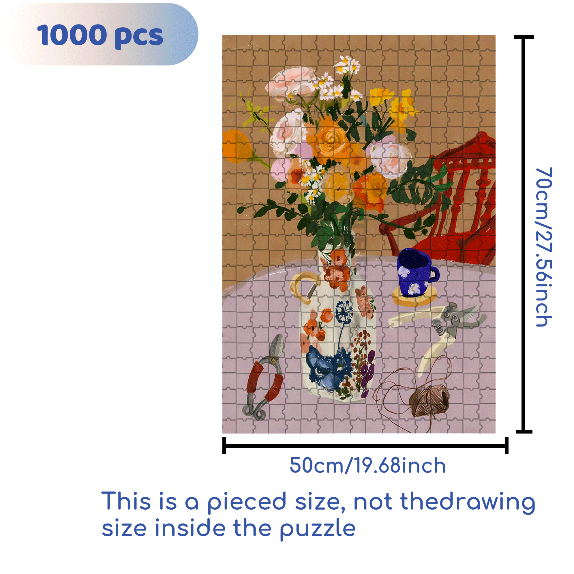 Flower Arrangement Small Object 500pcs/1000pcs Jigsaw Puzzle, Scratch-Resistant, Interactive Family Game & Brain-Boosting DIY Decor, Perfect for Halloween, Christmas & New Year Gifts, Family Puzzle Game