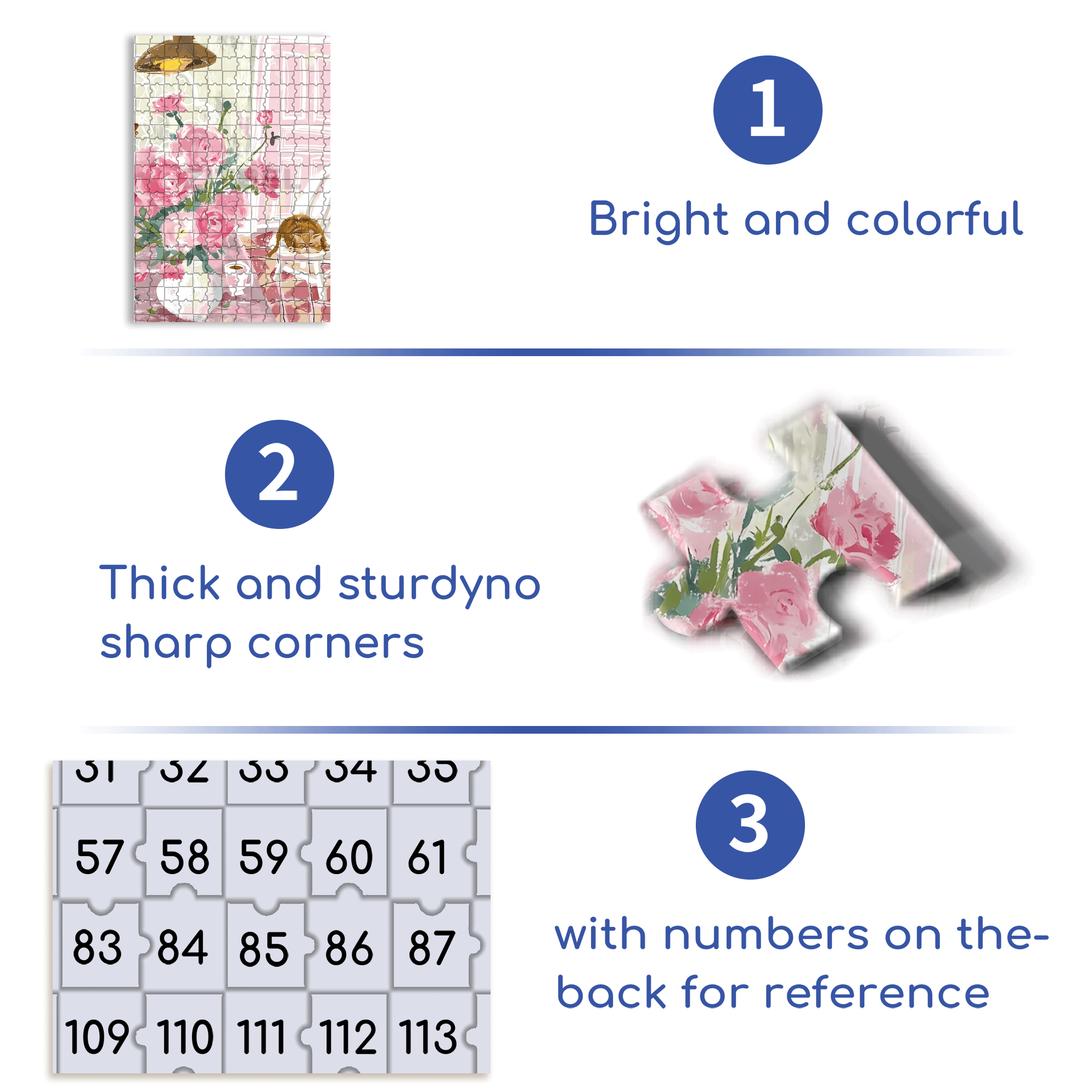 Flowers and Cats 2 500pcs/1000pcs Jigsaw Puzzle, Scratch-Resistant, Interactive Family Game & Brain-Boosting DIY Decor, Perfect for Halloween, Christmas & New Year Gifts, Family Puzzle Game