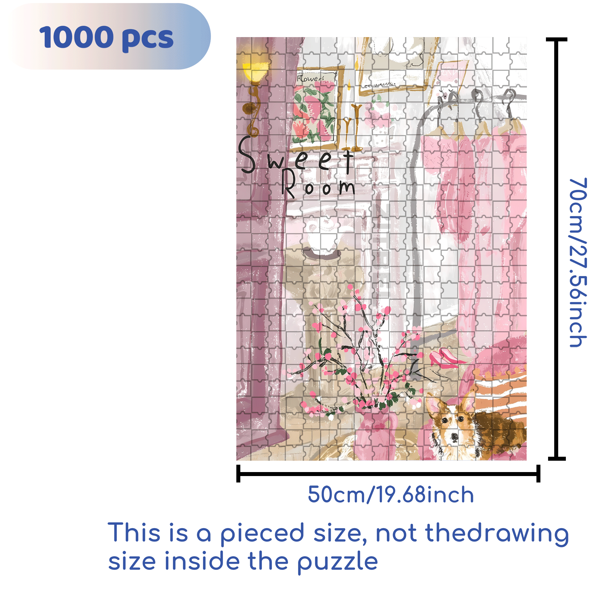 Flowers And Cats 500pcs/1000pcs Jigsaw Puzzle, Scratch-Resistant, Interactive Family Game & Brain-Boosting DIY Decor, Perfect for Halloween, Christmas & New Year Gifts, Family Puzzle Game