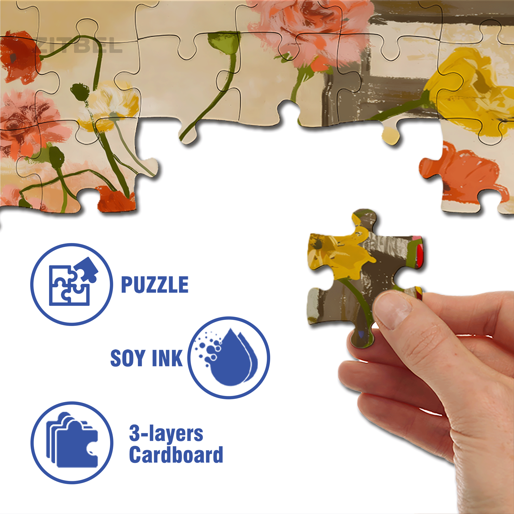 Flowers 2 500pcs/1000pcs Jigsaw Puzzle, Scratch-Resistant, Interactive Family Game & Brain-Boosting DIY Decor, Perfect for Halloween, Christmas & New Year Gifts, Family Puzzle Game