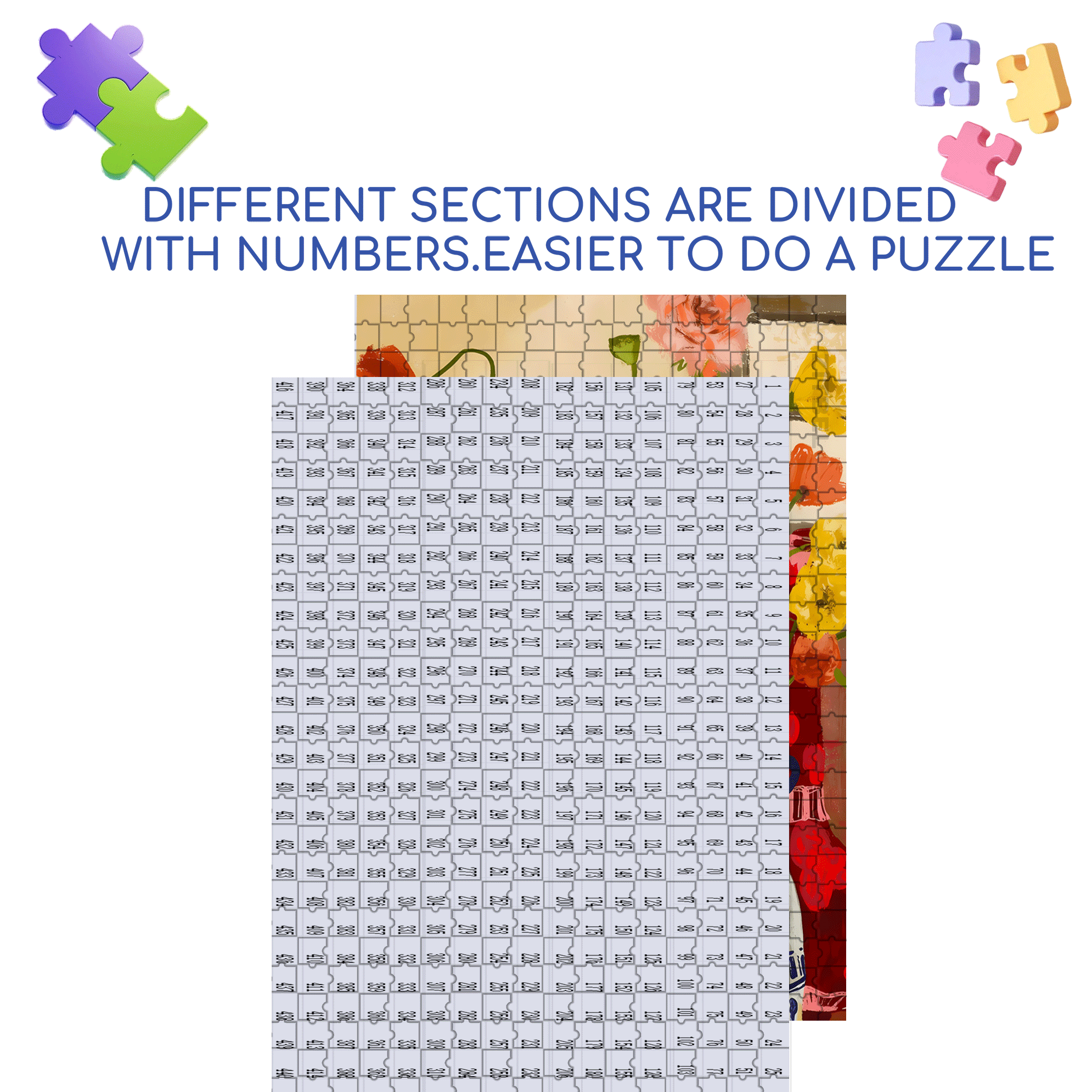 Flowers 2 500pcs/1000pcs Jigsaw Puzzle, Scratch-Resistant, Interactive Family Game & Brain-Boosting DIY Decor, Perfect for Halloween, Christmas & New Year Gifts, Family Puzzle Game