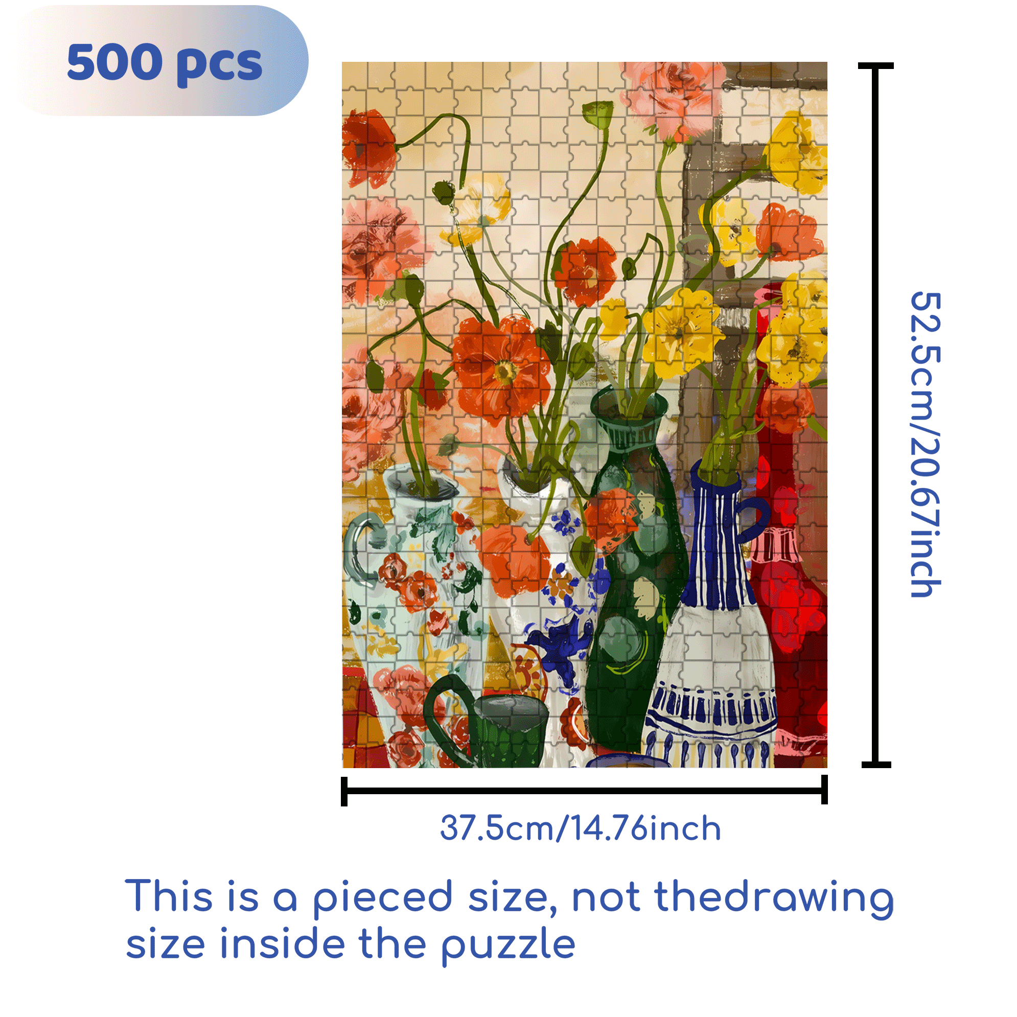 Flowers 2 500pcs/1000pcs Jigsaw Puzzle, Scratch-Resistant, Interactive Family Game & Brain-Boosting DIY Decor, Perfect for Halloween, Christmas & New Year Gifts, Family Puzzle Game