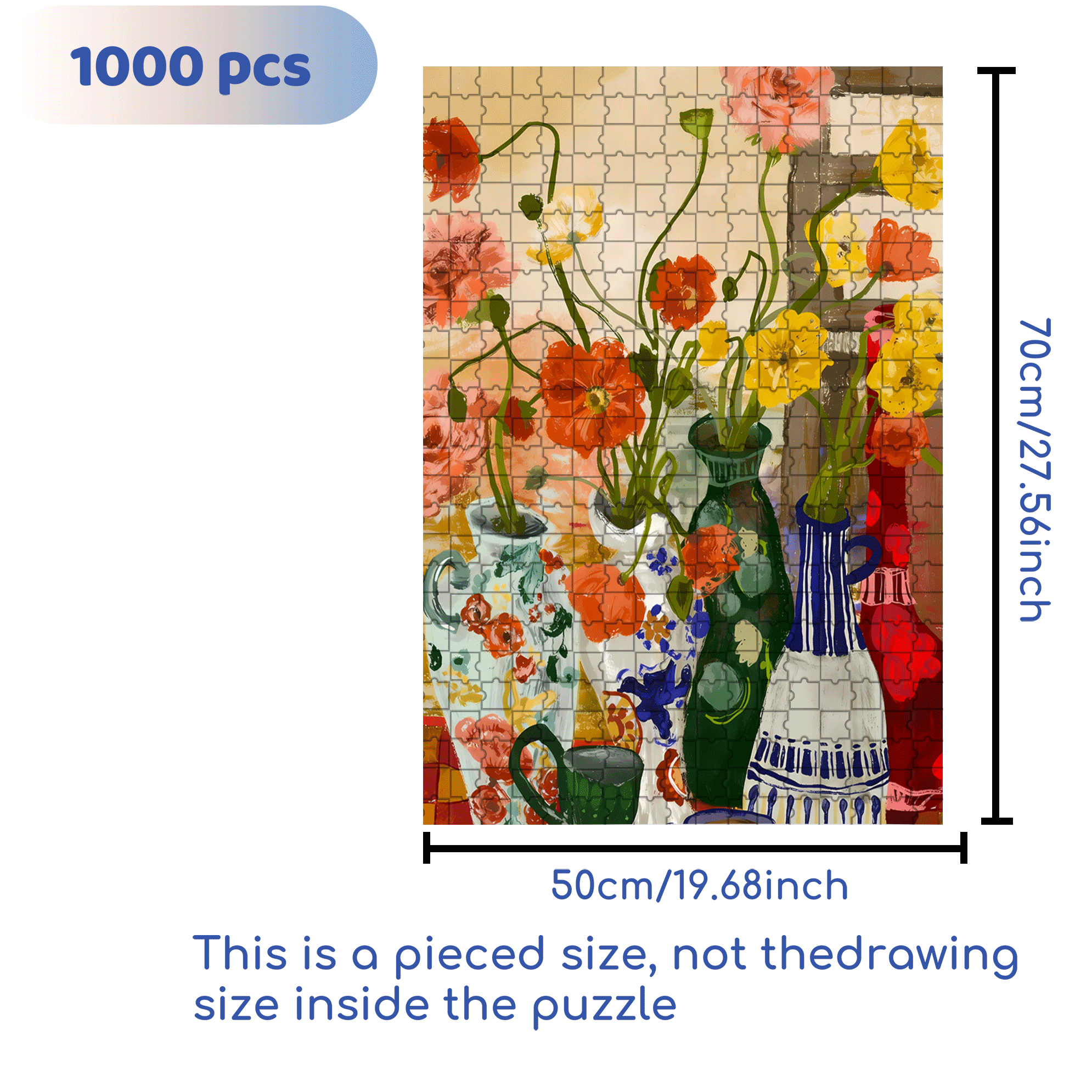 Flowers 2 500pcs/1000pcs Jigsaw Puzzle, Scratch-Resistant, Interactive Family Game & Brain-Boosting DIY Decor, Perfect for Halloween, Christmas & New Year Gifts, Family Puzzle Game
