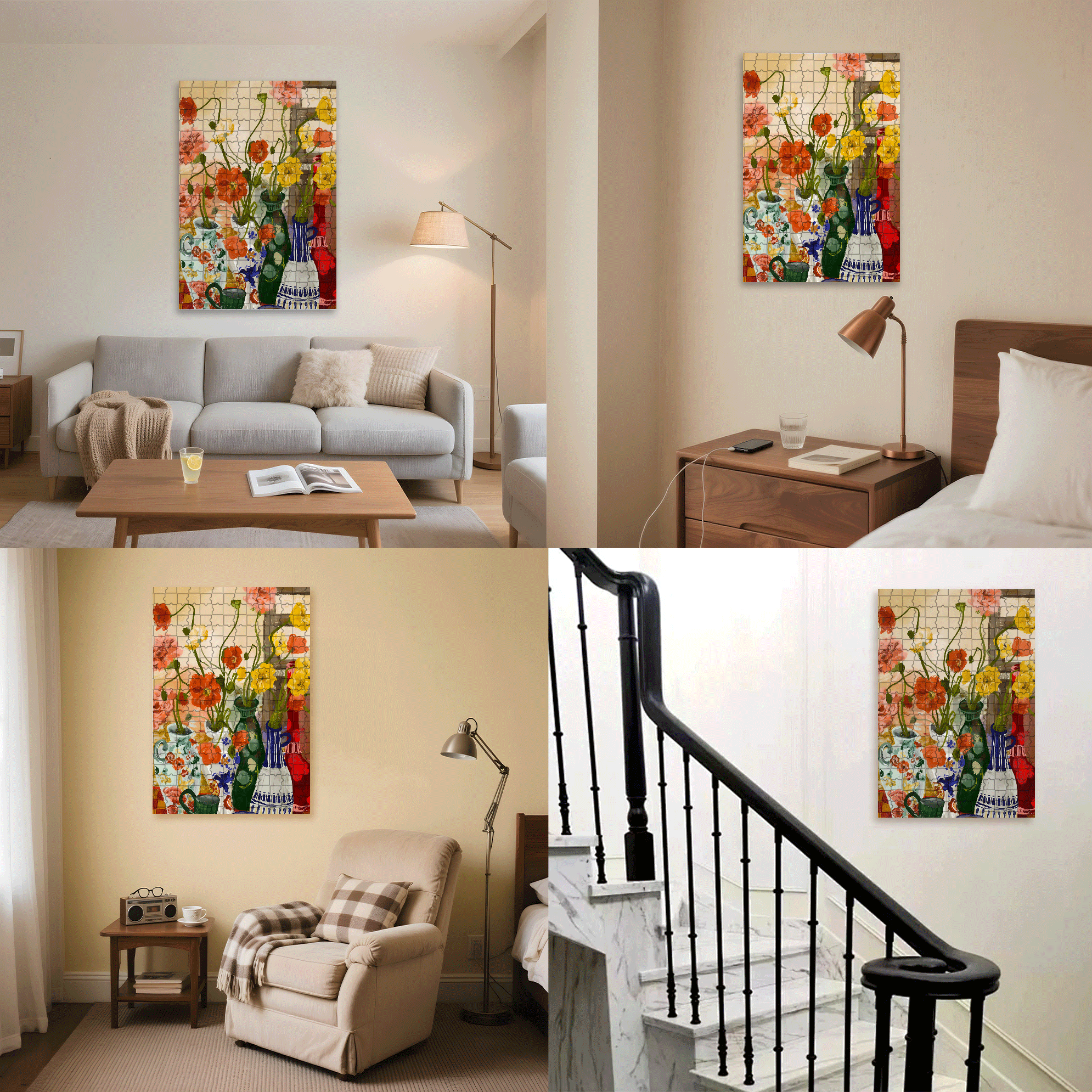Flowers 2 500pcs/1000pcs Jigsaw Puzzle, Scratch-Resistant, Interactive Family Game & Brain-Boosting DIY Decor, Perfect for Halloween, Christmas & New Year Gifts, Family Puzzle Game