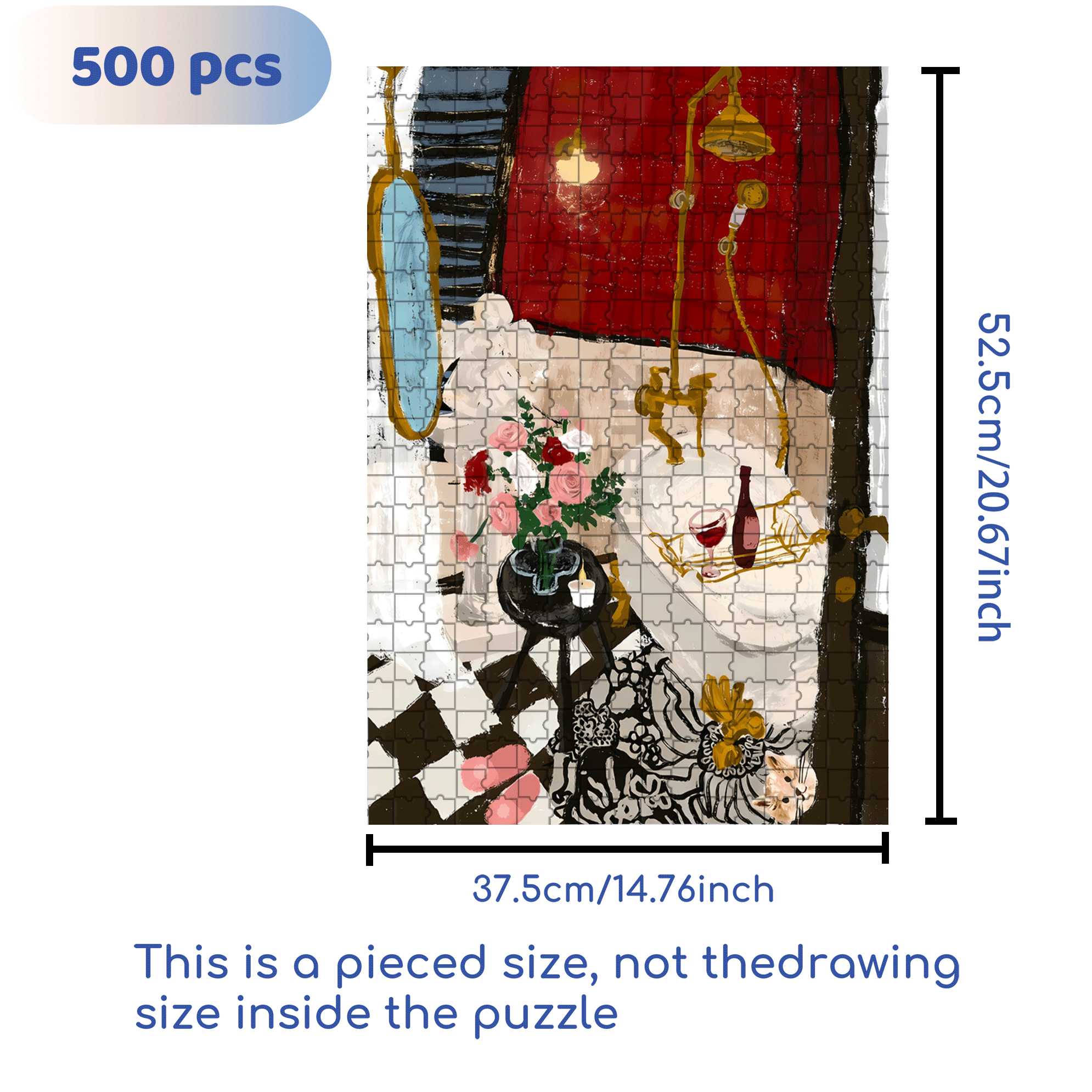 French Retro Bathroom 500pcs/1000pcs Jigsaw Puzzle, Scratch-Resistant, Interactive Family Game & Brain-Boosting DIY Decor, Perfect for Halloween, Christmas & New Year Gifts, Family Puzzle Game