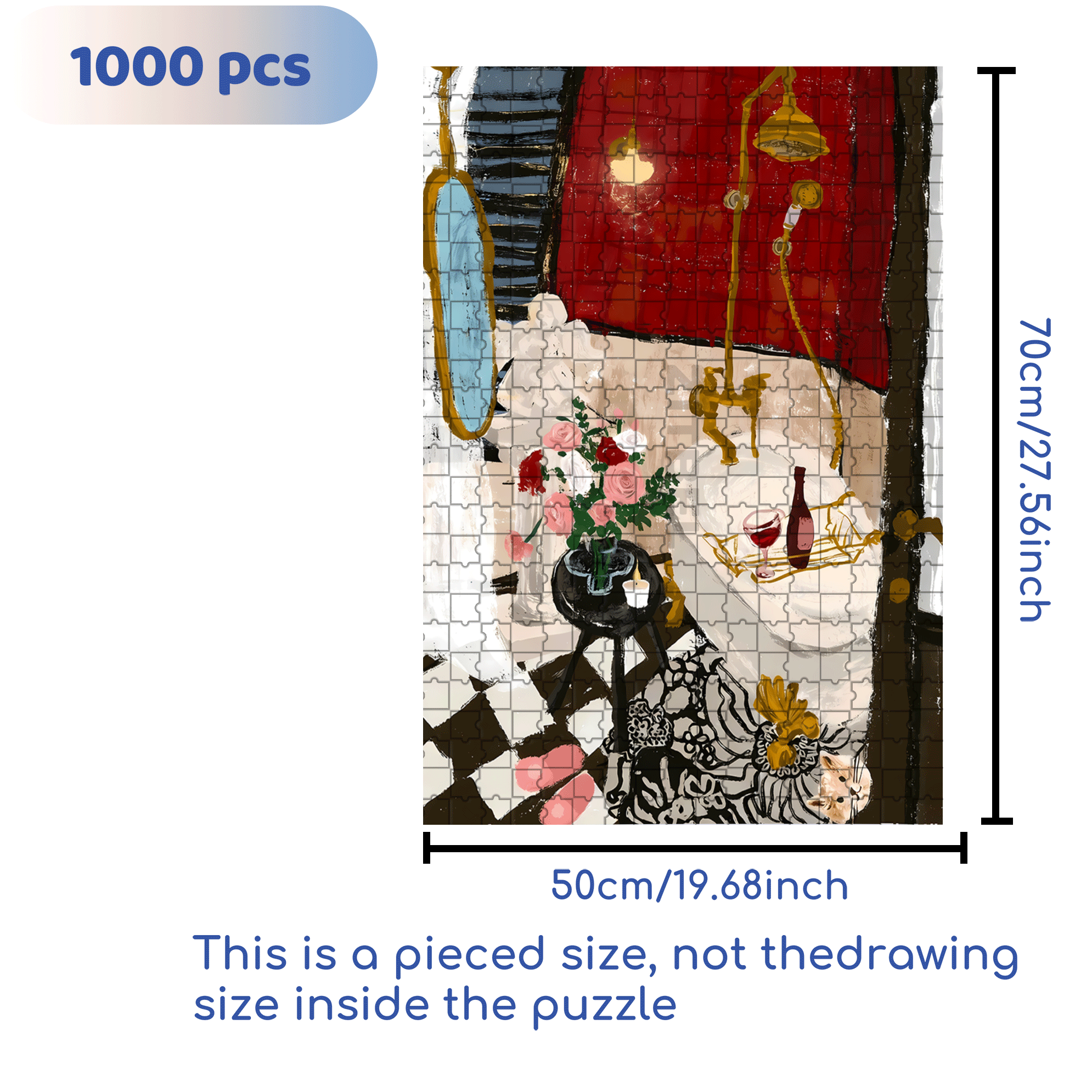 French Retro Bathroom 500pcs/1000pcs Jigsaw Puzzle, Scratch-Resistant, Interactive Family Game & Brain-Boosting DIY Decor, Perfect for Halloween, Christmas & New Year Gifts, Family Puzzle Game