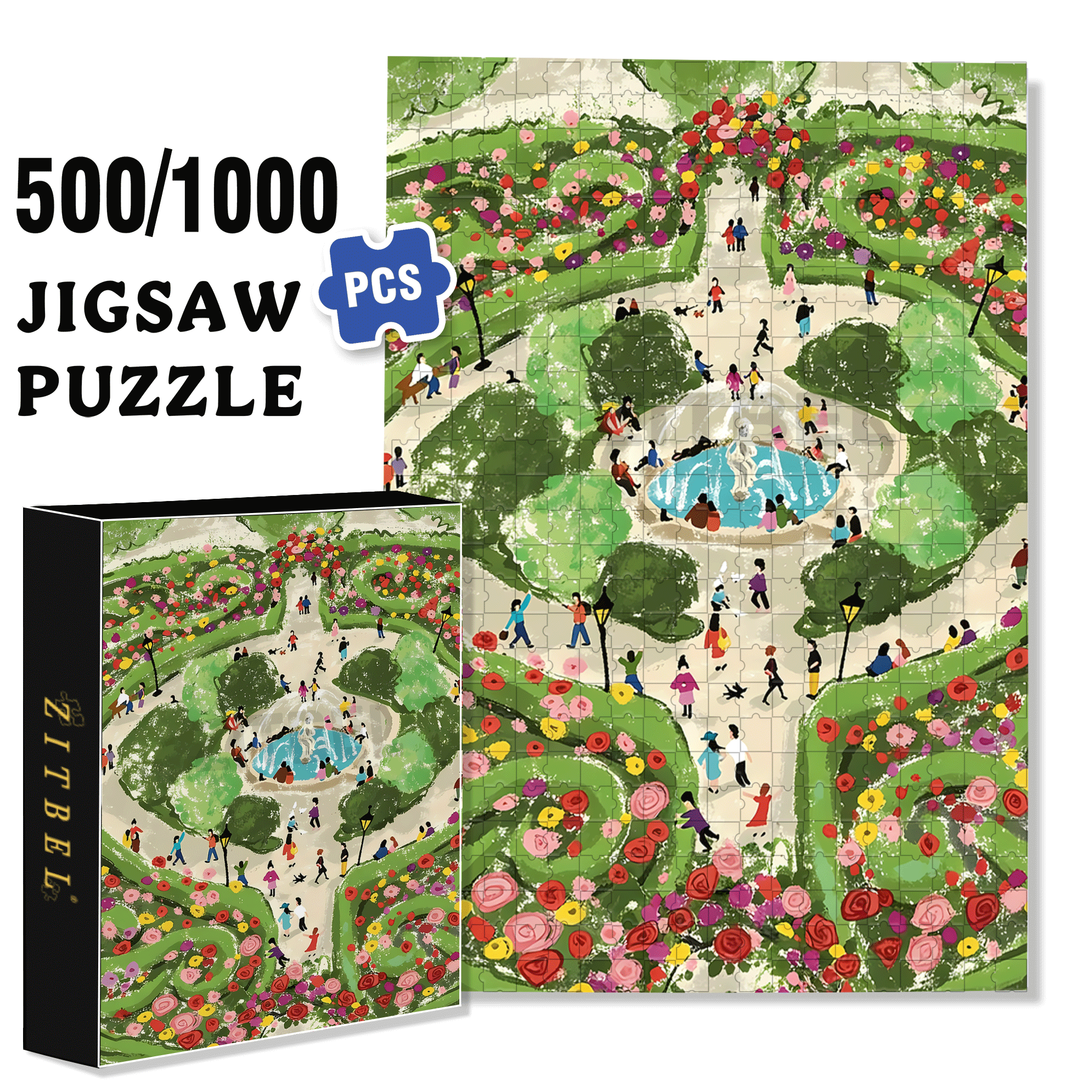 Fuxing Park 500pcs/1000pcs Jigsaw Puzzle, Scratch-Resistant, Interactive Family Game & Brain-Boosting DIY Decor, Perfect for Halloween, Christmas & New Year Gifts, Family Puzzle Game