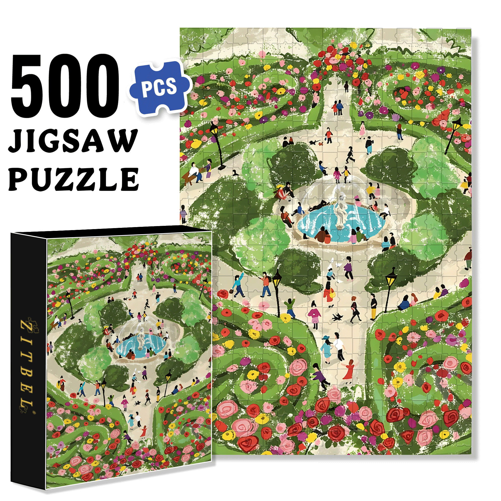 Fuxing Park 500pcs/1000pcs Jigsaw Puzzle, Scratch-Resistant, Interactive Family Game & Brain-Boosting DIY Decor, Perfect for Halloween, Christmas & New Year Gifts, Family Puzzle Game