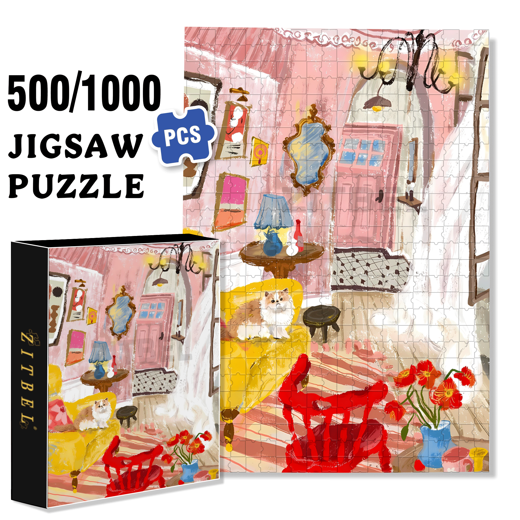 Gentle Years 500pcs/1000pcs Jigsaw Puzzle, Scratch-Resistant, Interactive Family Game & Brain-Boosting DIY Decor, Perfect for Halloween, Christmas & New Year Gifts, Family Puzzle Game