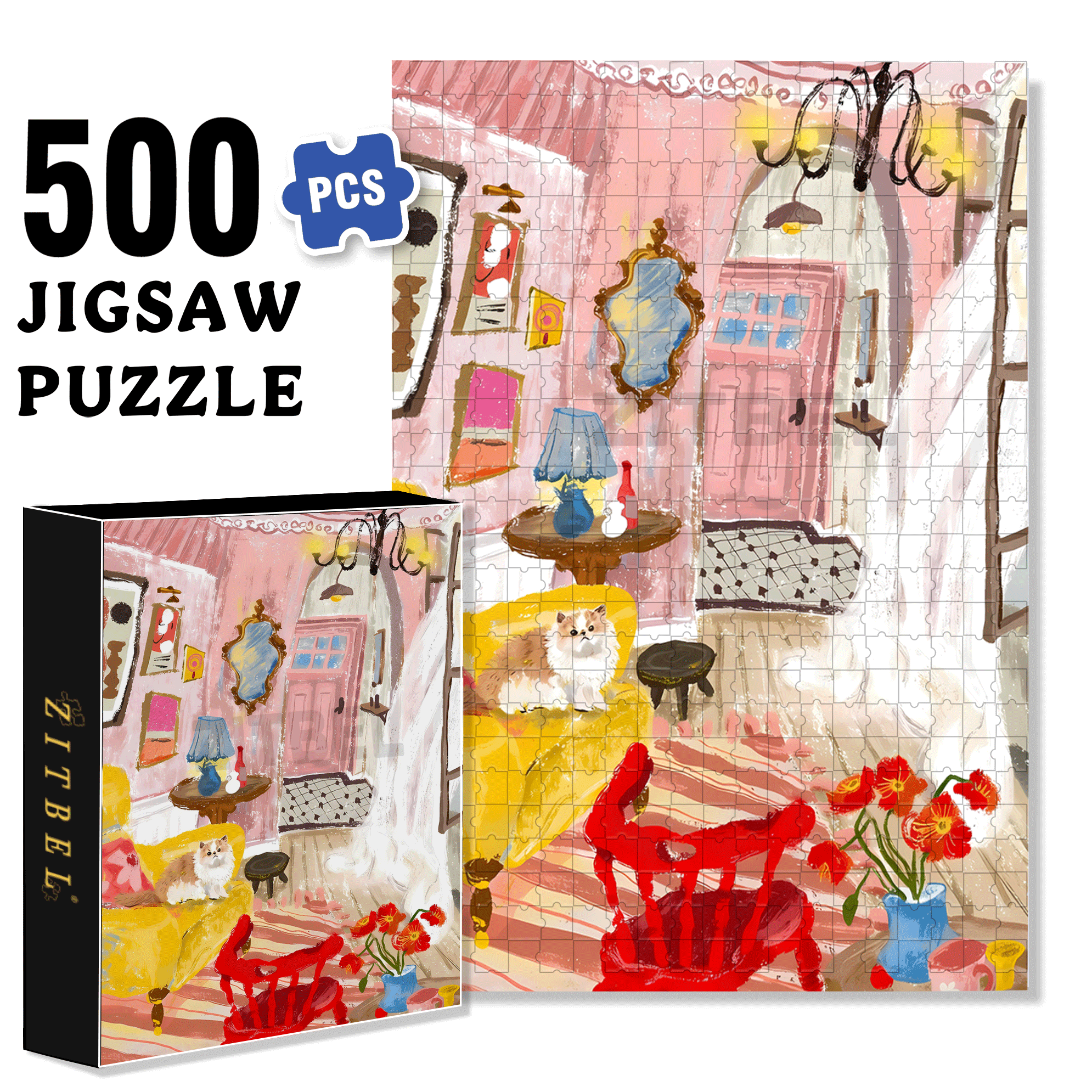 Gentle Years 500pcs/1000pcs Jigsaw Puzzle, Scratch-Resistant, Interactive Family Game & Brain-Boosting DIY Decor, Perfect for Halloween, Christmas & New Year Gifts, Family Puzzle Game