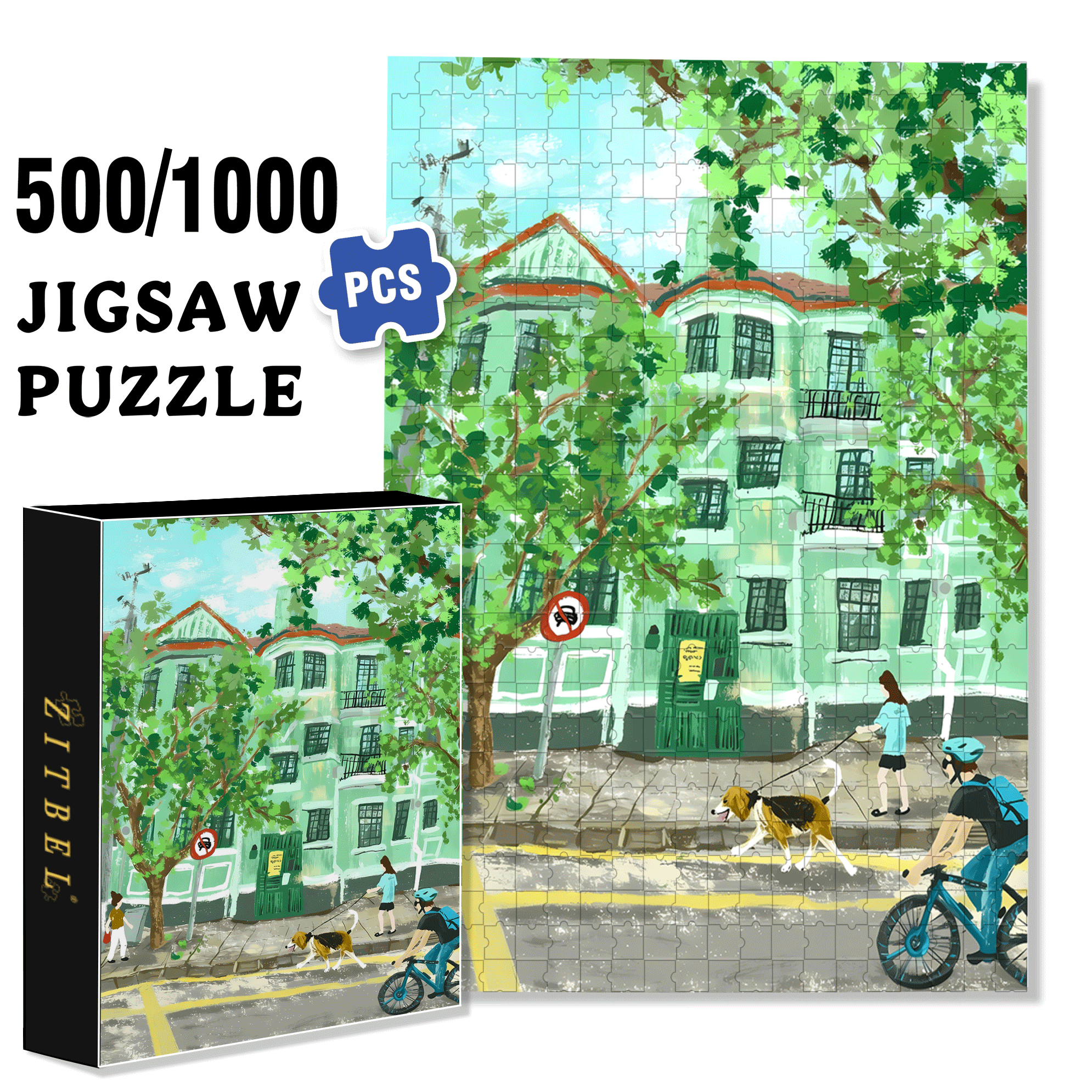 Green House 500pcs/1000pcs Jigsaw Puzzle, Scratch-Resistant, Interactive Family Game & Brain-Boosting DIY Decor, Perfect for Halloween, Christmas & New Year Gifts, Family Puzzle Game