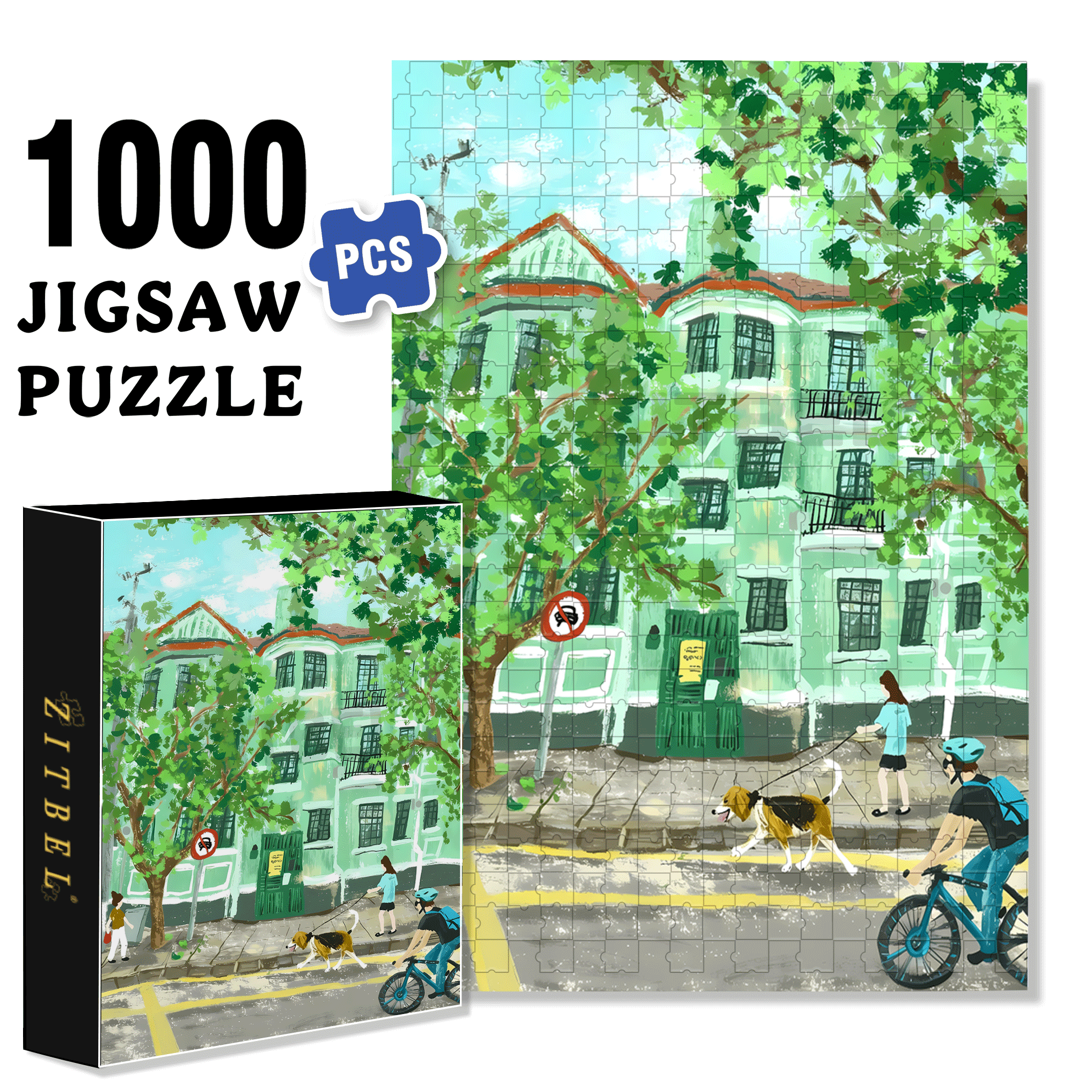 Green House 500pcs/1000pcs Jigsaw Puzzle, Scratch-Resistant, Interactive Family Game & Brain-Boosting DIY Decor, Perfect for Halloween, Christmas & New Year Gifts, Family Puzzle Game