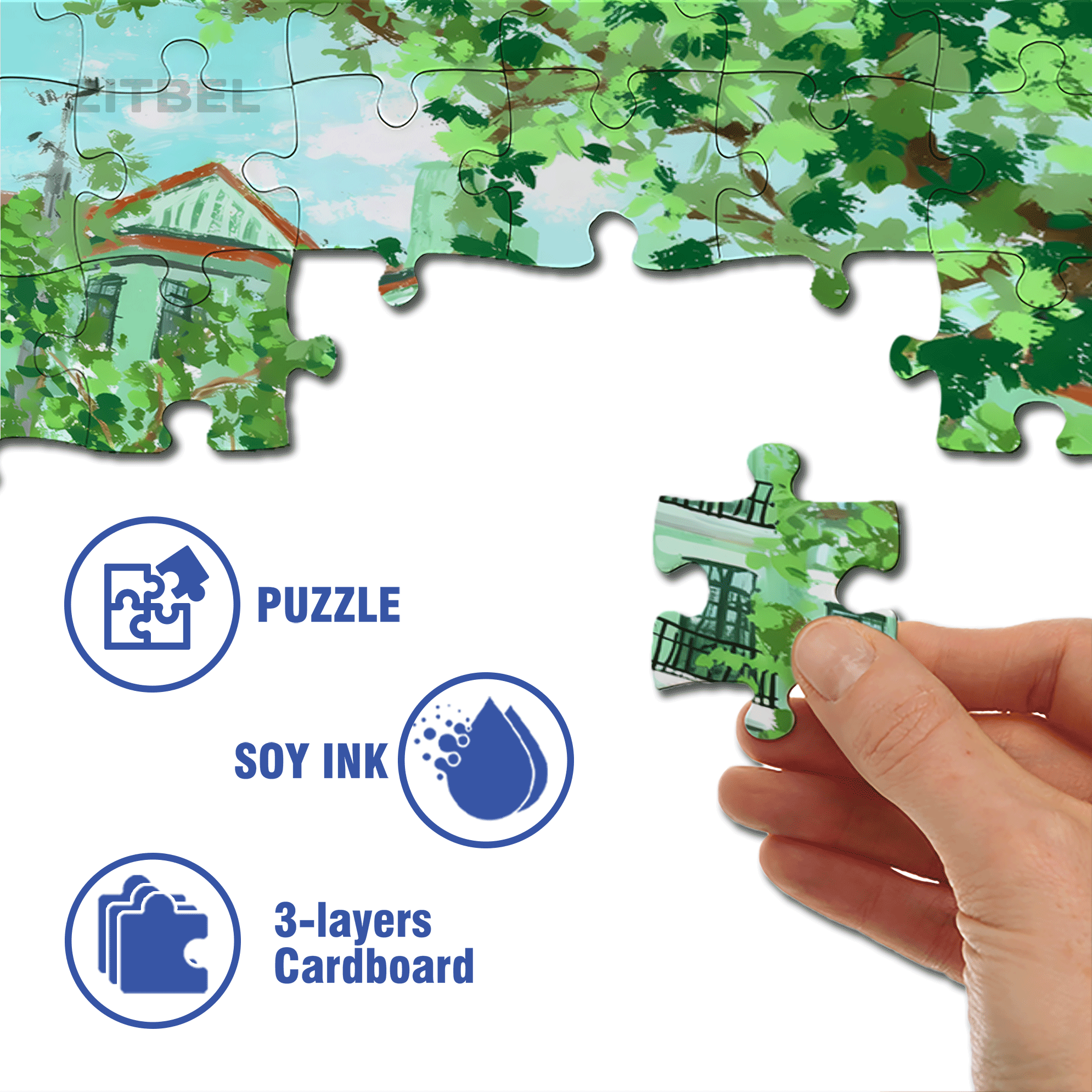 Green House 500pcs/1000pcs Jigsaw Puzzle, Scratch-Resistant, Interactive Family Game & Brain-Boosting DIY Decor, Perfect for Halloween, Christmas & New Year Gifts, Family Puzzle Game