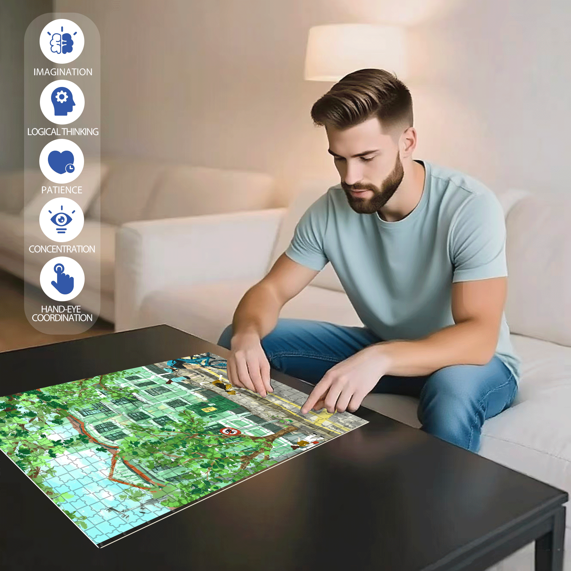 Green House 500pcs/1000pcs Jigsaw Puzzle, Scratch-Resistant, Interactive Family Game & Brain-Boosting DIY Decor, Perfect for Halloween, Christmas & New Year Gifts, Family Puzzle Game